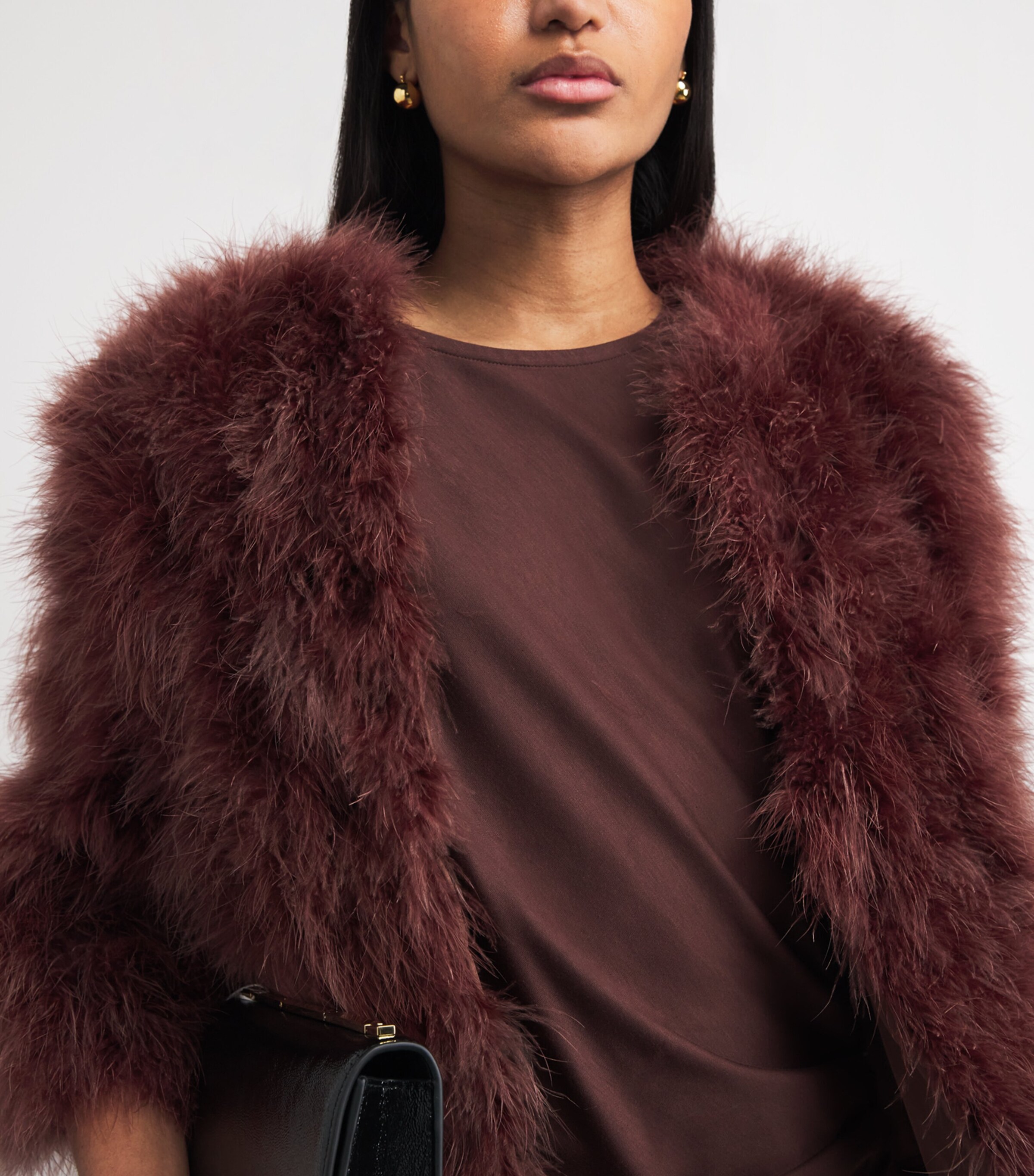 Yves Salomon Womens Feather Cropped Jacket Image 3