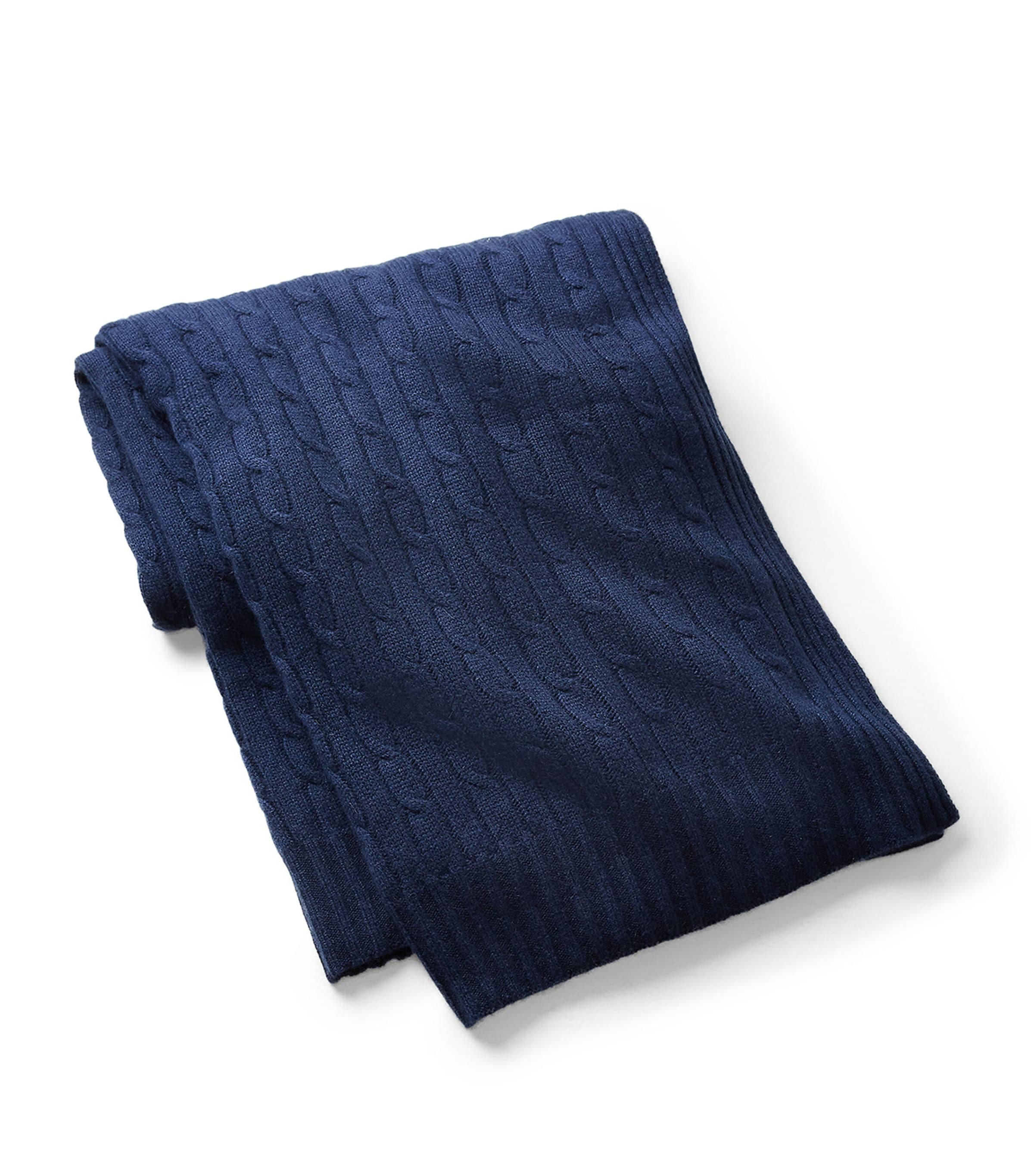 Ralph Lauren Cashmere Cable-knit Throw In Blue