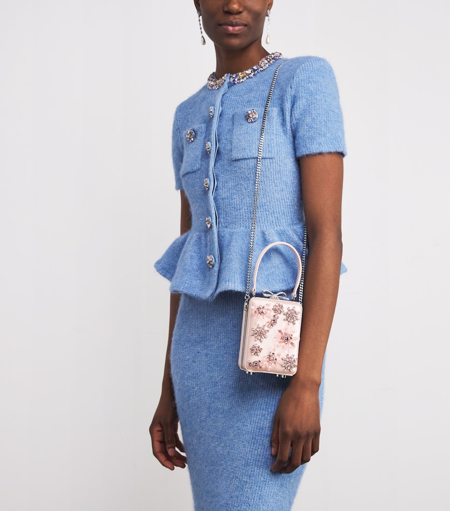 Mini Satin Crystal-Embellished Top-Handle Bag PINK Image 5