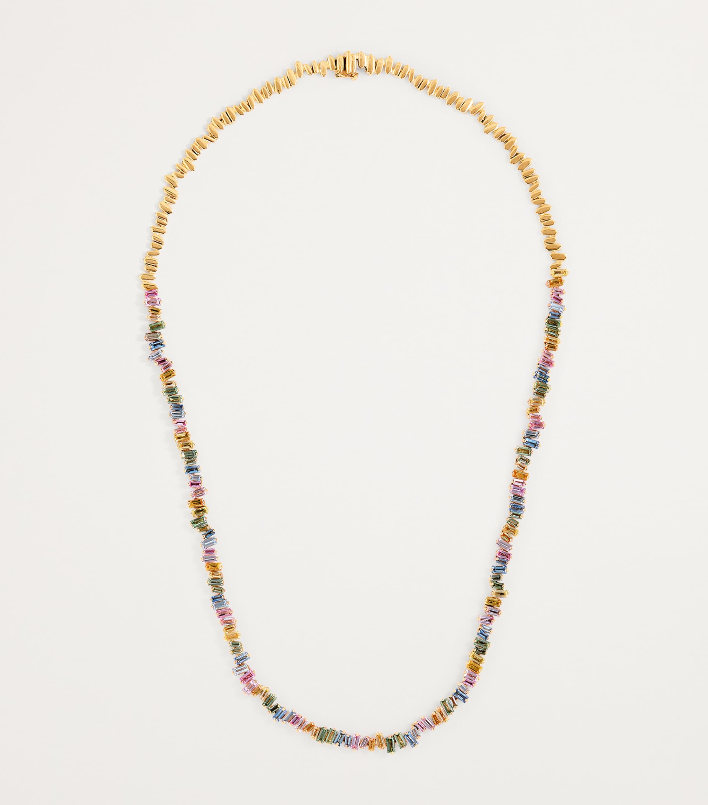 Yellow Gold and Sapphire Bold Tennis Necklace 18K YG/PS Image 3