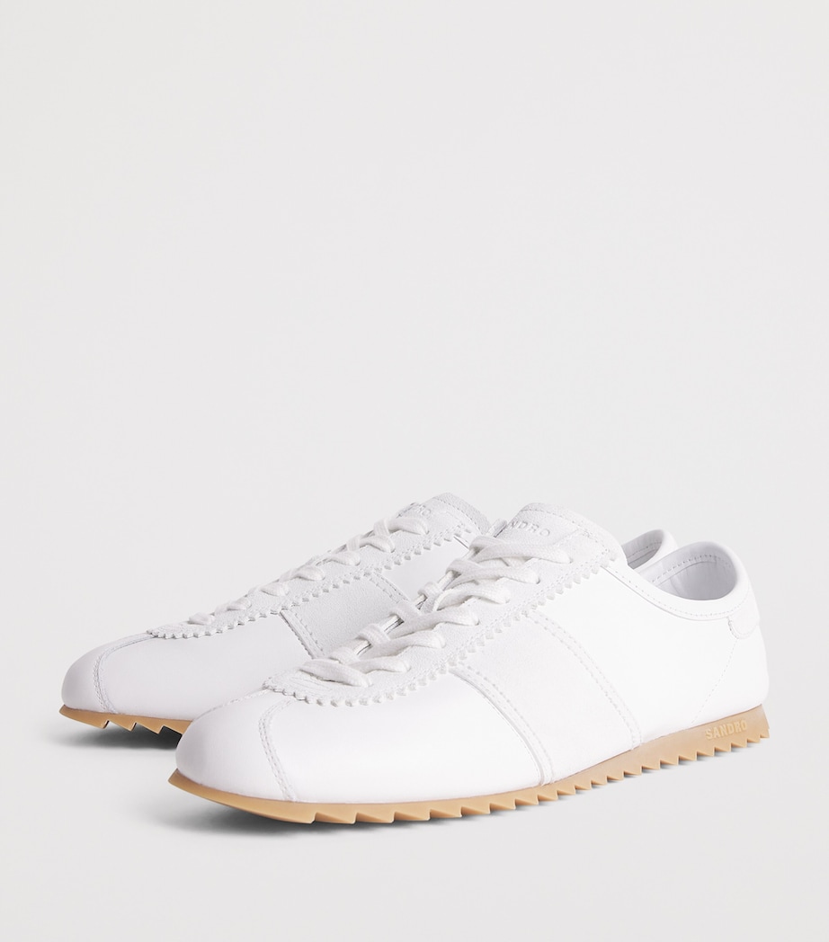 Sandro Paris Leather and Suede Low-Top Sneakers White Image 3