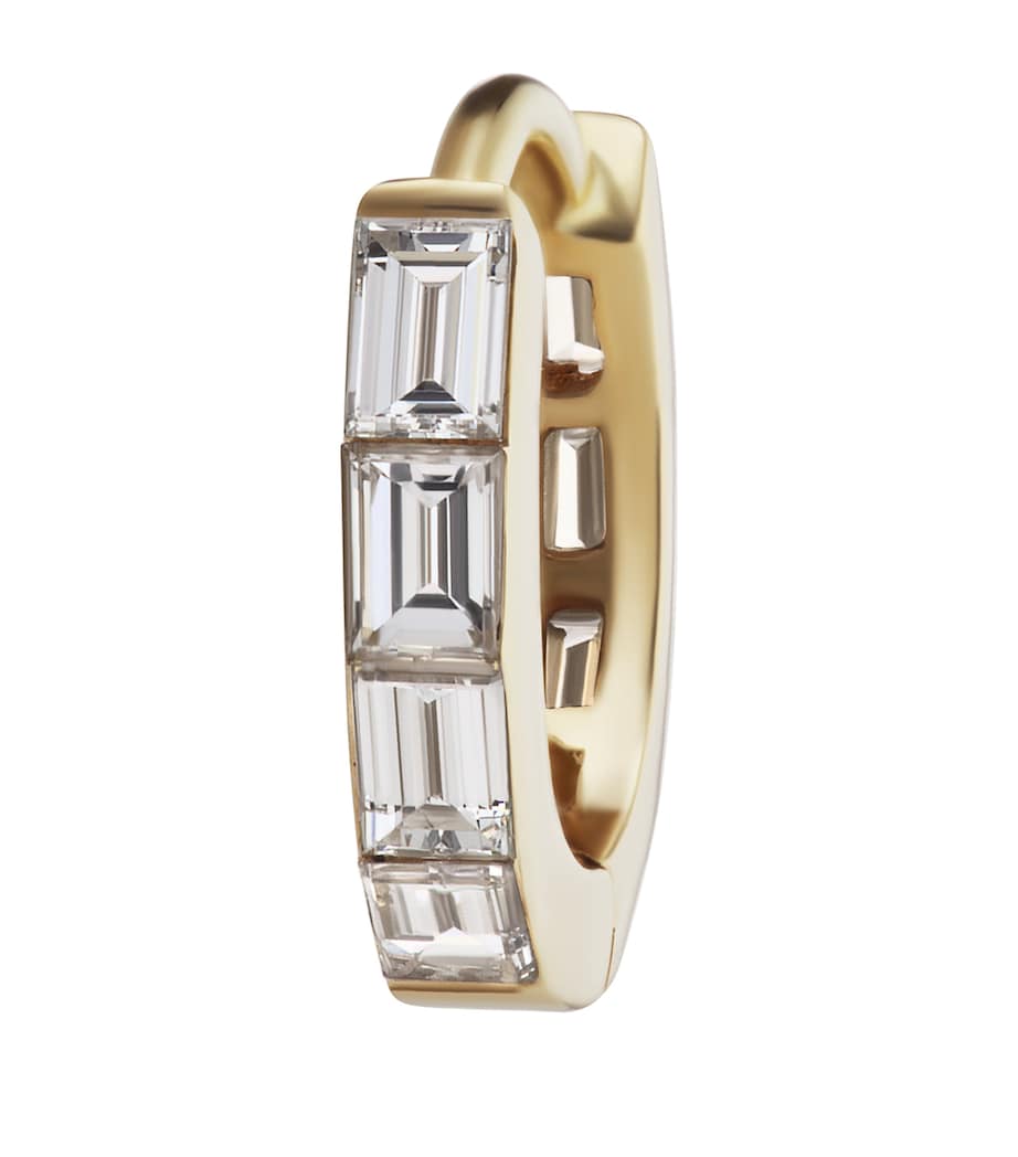 Yellow Gold Invisible Set Baguette Diamond Eternity Hoop Earring (8mm) YELLOW GOLD Image 1