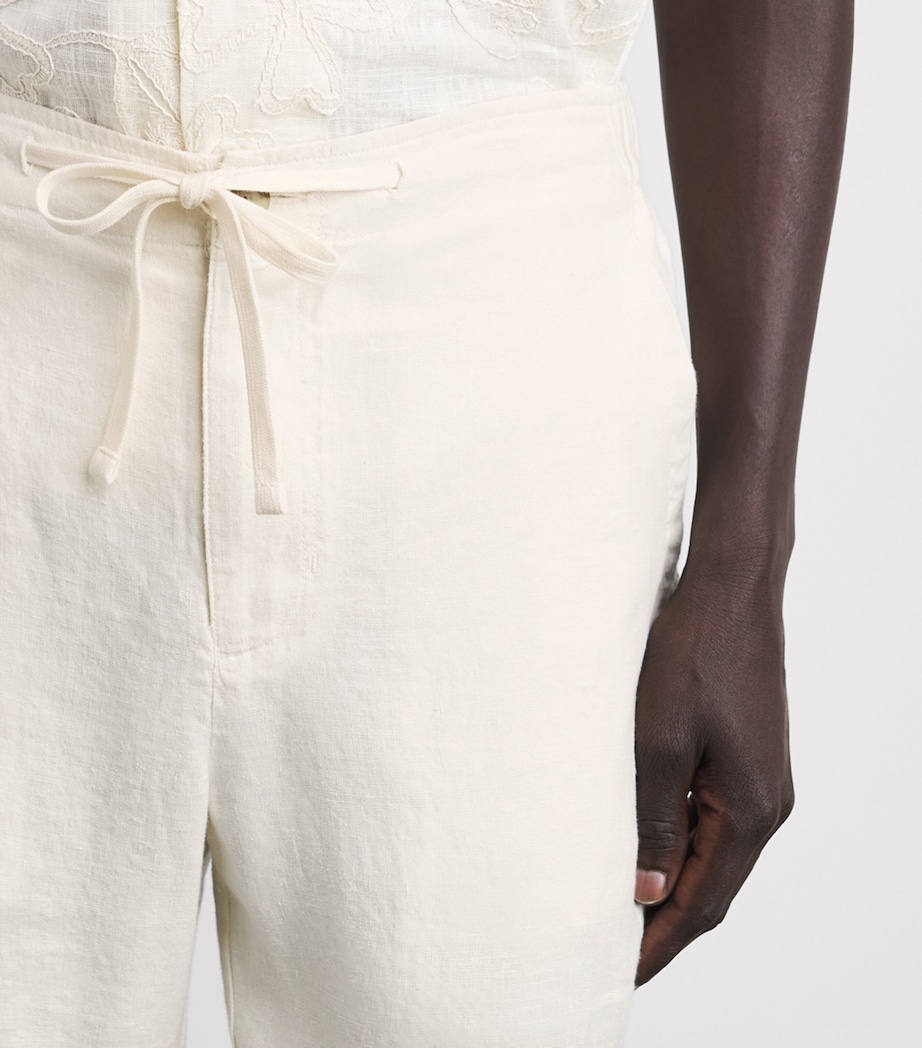 Vince Mens Linen Drawstring Shorts Bone Image 3