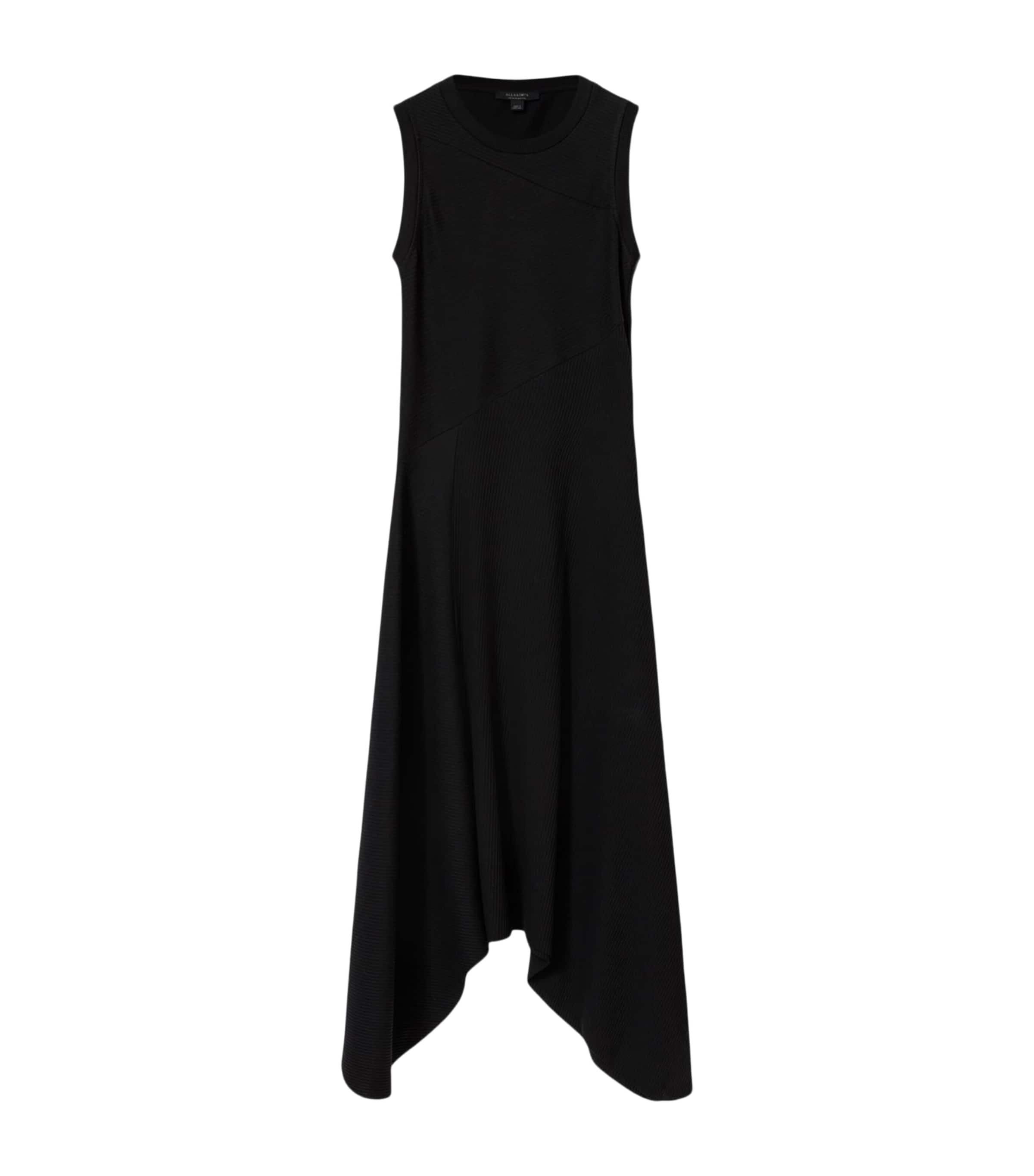 AllSaints Womens Stretch-Cotton Gia Midi Dress Black Image 1