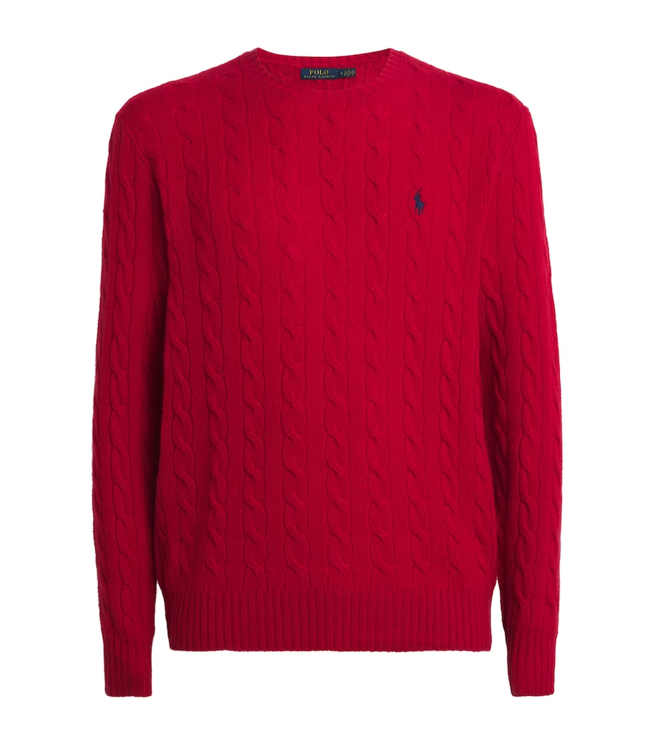 Wool-Cashmere Cable-Knit Sweater RED Image 1