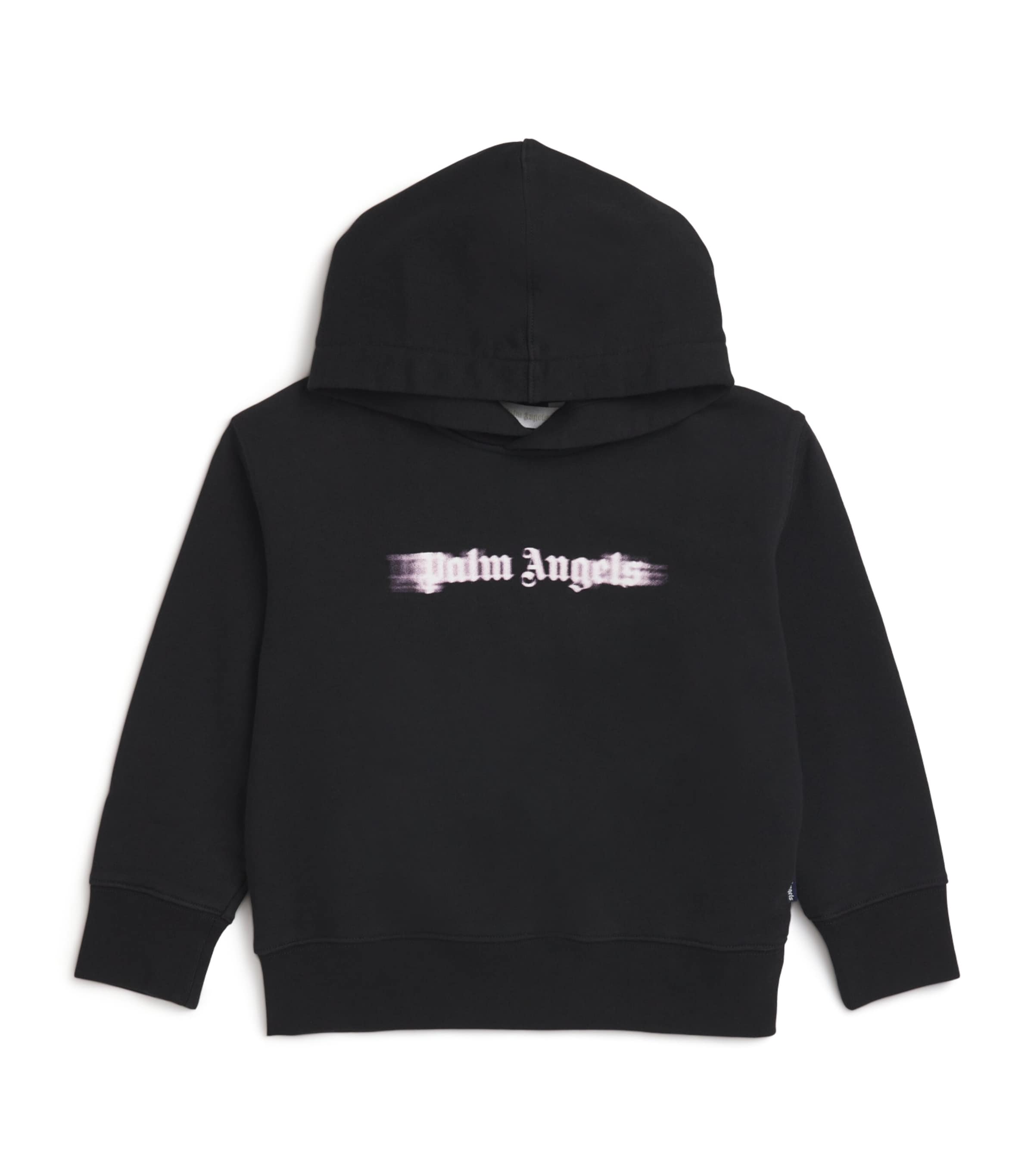 Palm Angels Kids' Cotton Blurred Logo Hoodie In Black