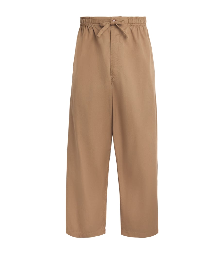 Lemaire Mens Cotton Twill Wide-Leg Trousers Cappuccino/ Image 1