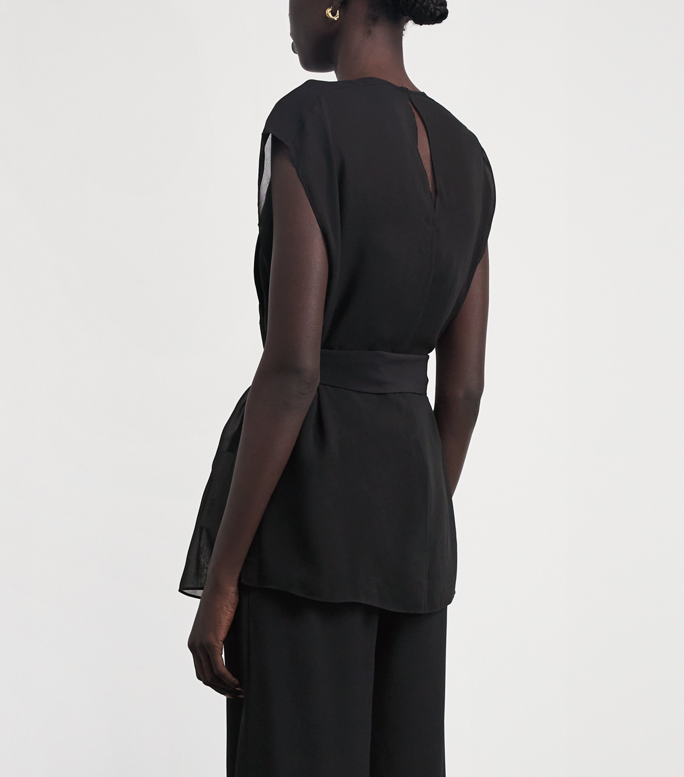 Joseph Womens Crepe de Soie Silk Kniza Blouse Black Image 4