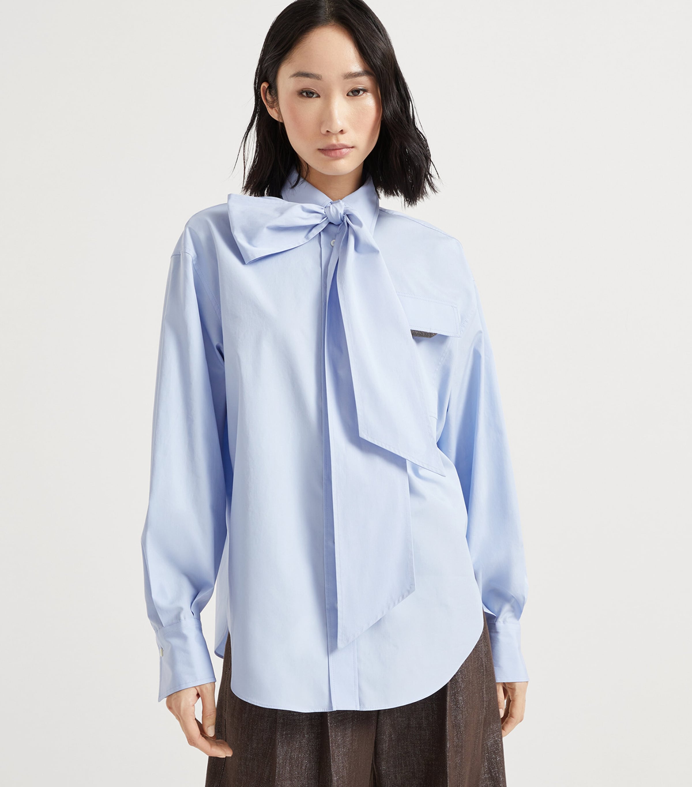 Cotton Poplin Pussybow Shirt C172 Image 2