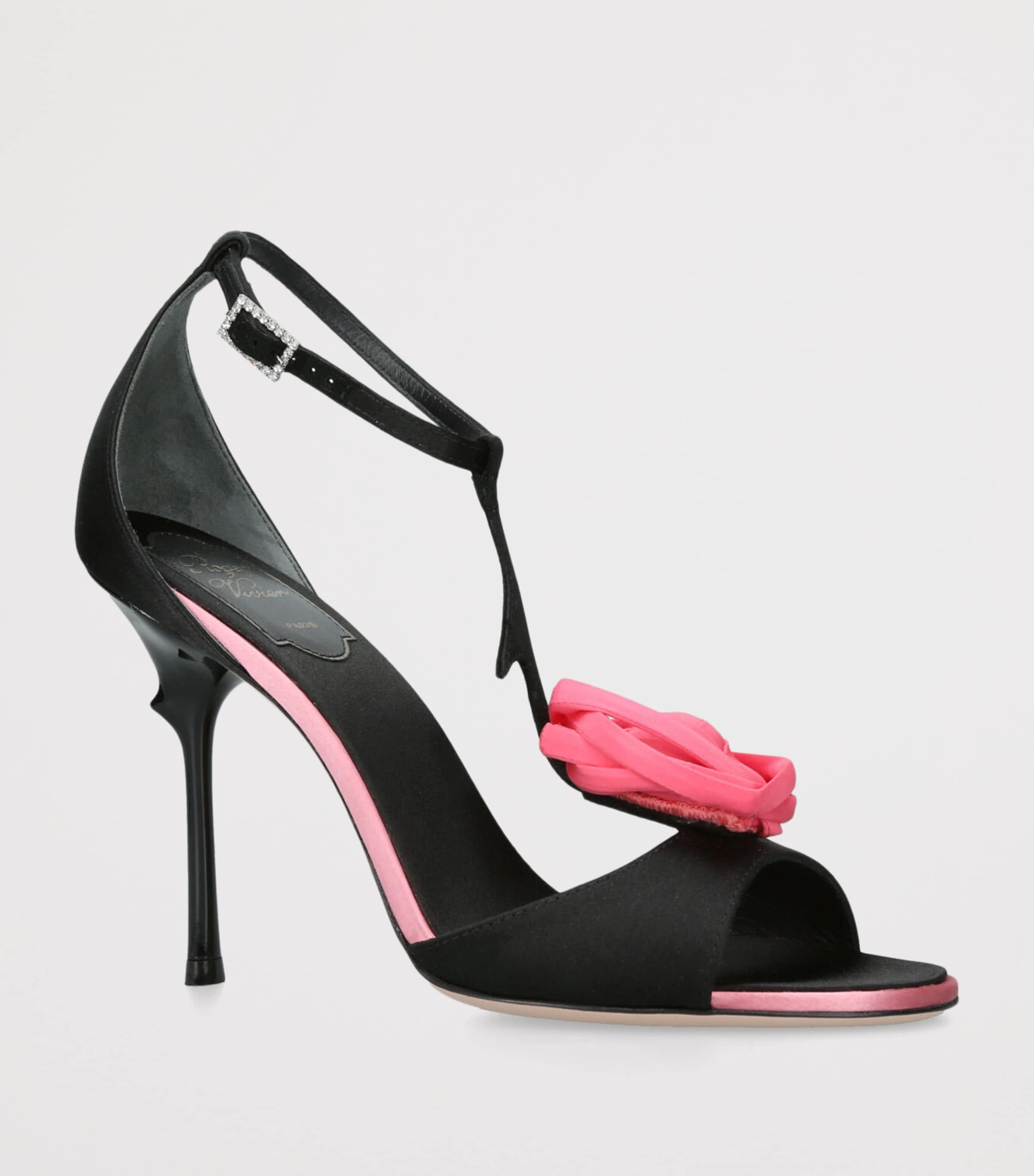 Satin Rose Heeled Sandals 100 BLACK/COMB Image 3
