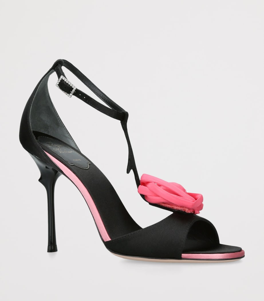 Satin Rose Heeled Sandals 100 BLACK/COMB Image 3
