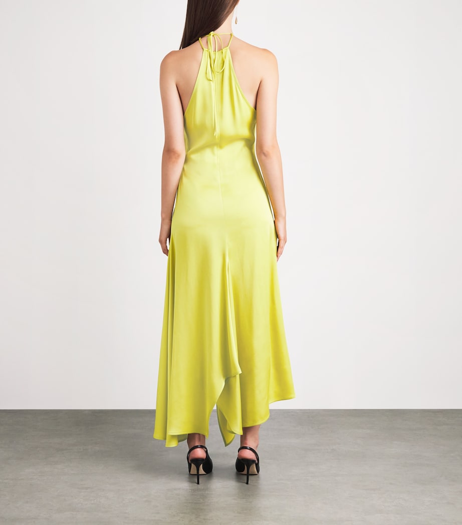 Victoria Beckham Womens Satin Halterneck Midi Dress Chartreuse Image 4