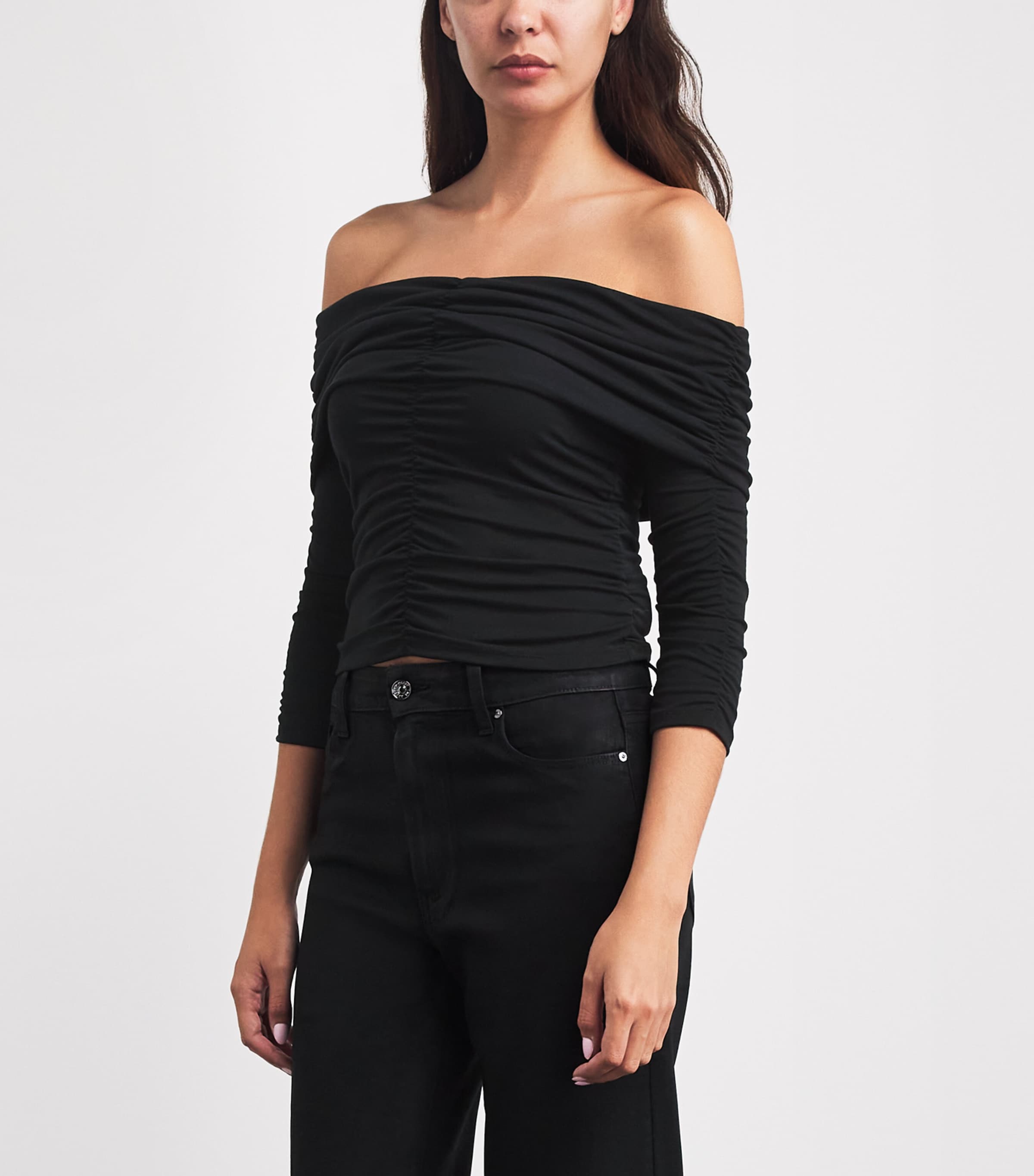 PAIGE Womens Off-The-Shoulder Naya Top Black Image 4