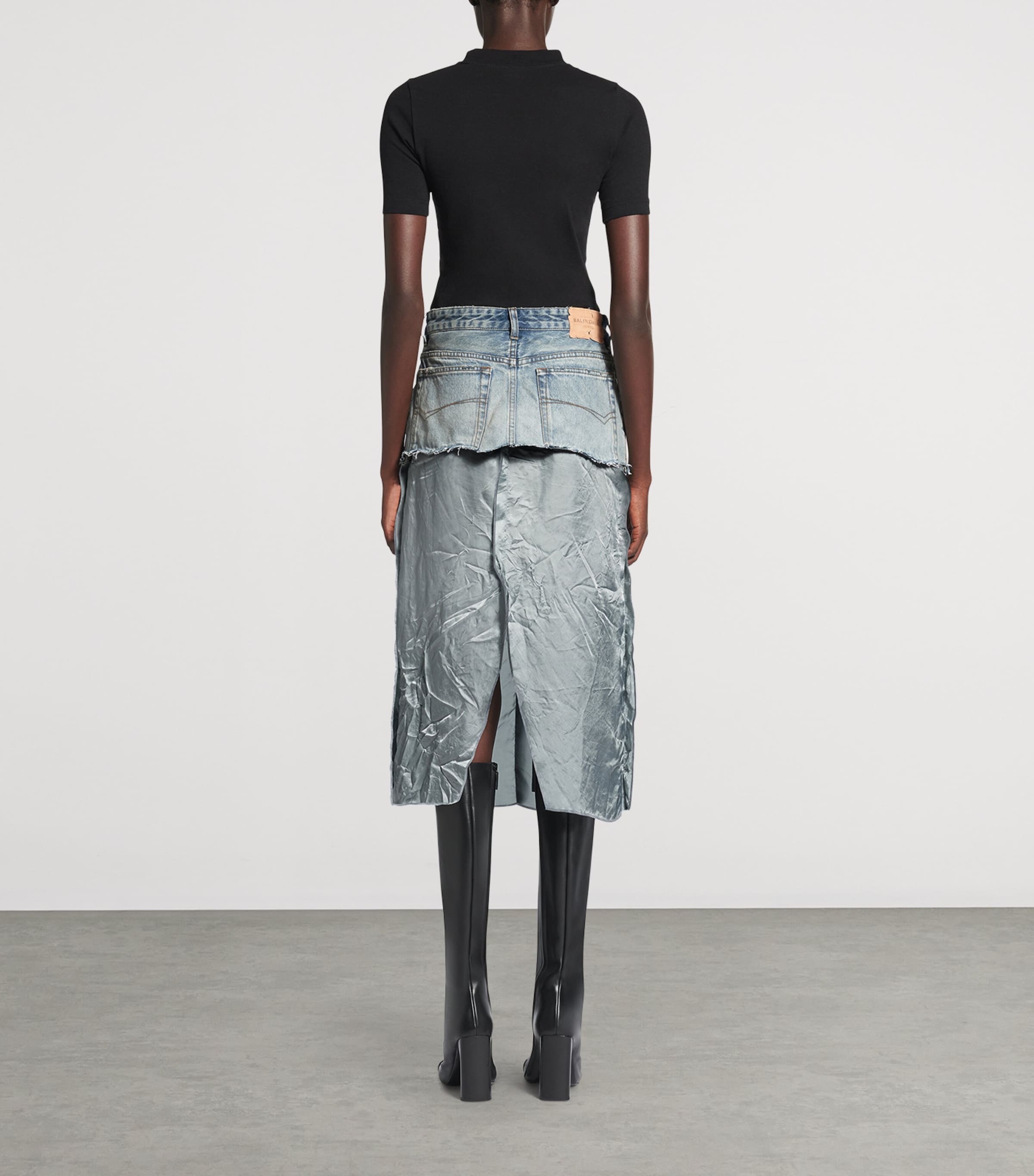 Balenciaga Ripped Off Denim Midi Skirt | Harrods US