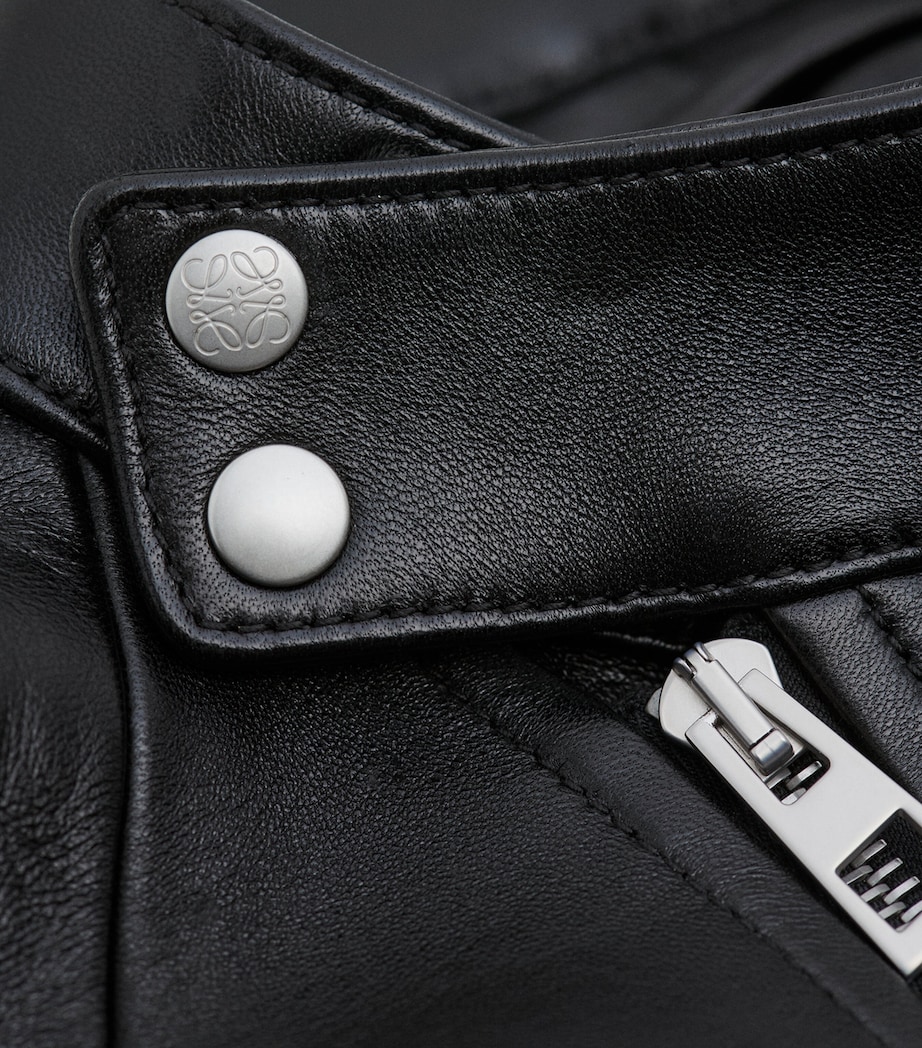 LOEWE Womens Leather Trapeze Jacket Black Image 5