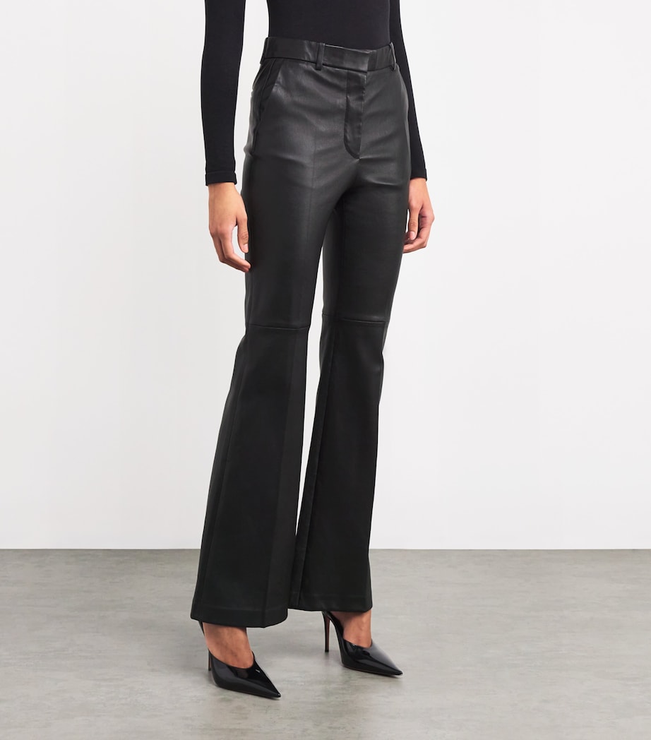 Leather Tafira Flared Trousers BLACK Image 3