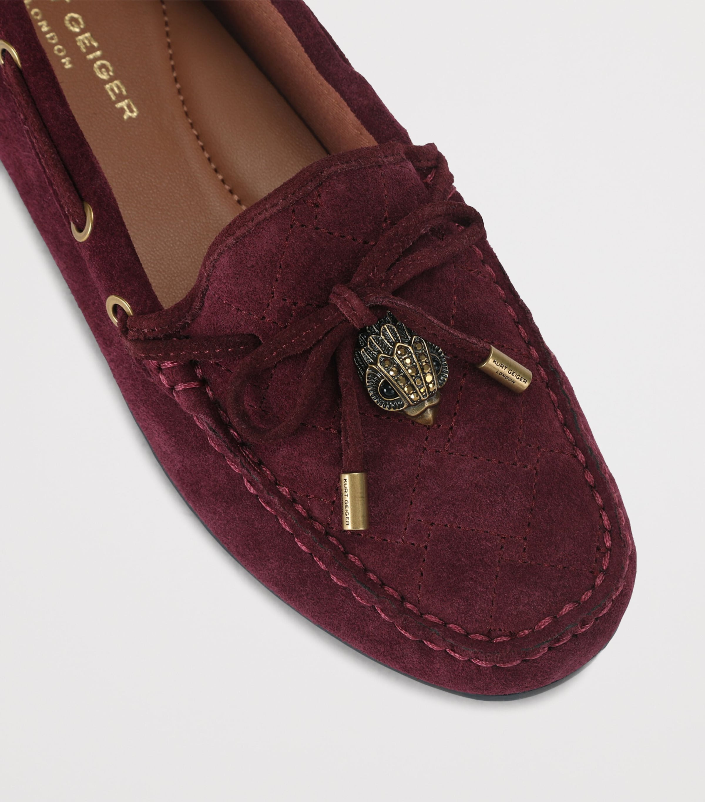 Kurt Geiger London Suede Eagle Moccasins Wine Image 2