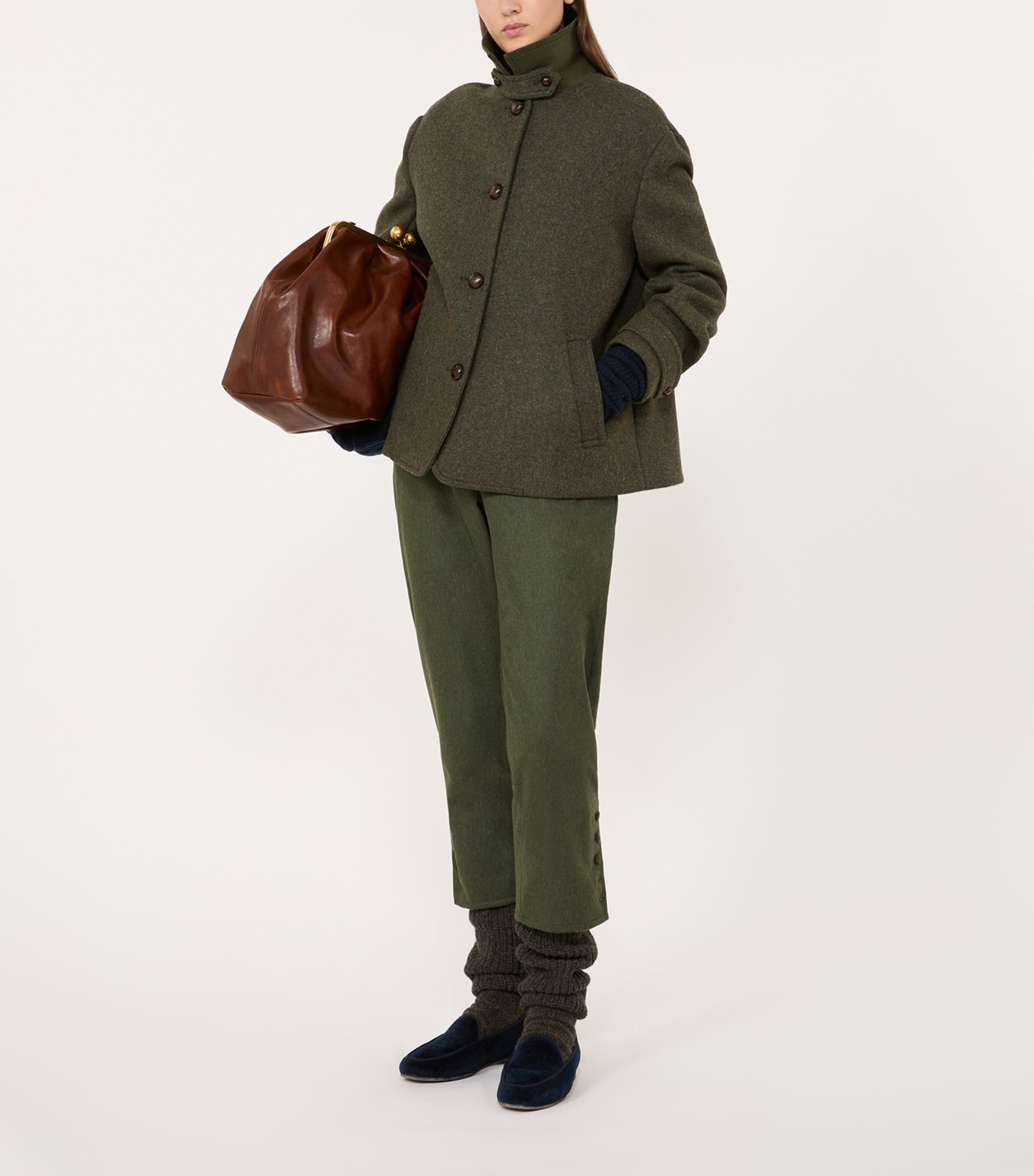 Weekend Max Mara Womens Virgin Wool-Blend Coat Sage Green Image 6