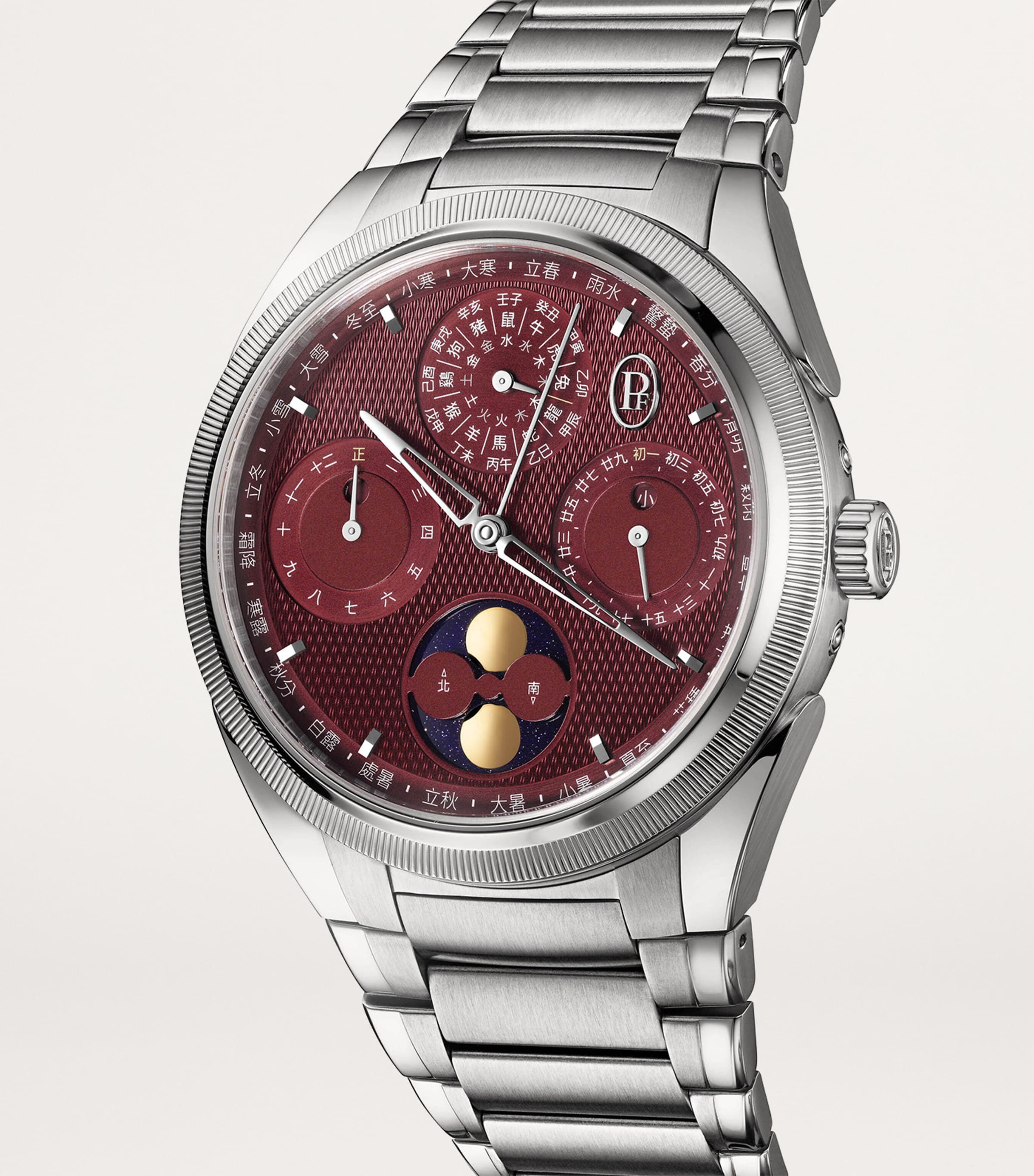 Stainless Steel Tonda PF Xiali Chinese Calendar Watch 42mm RED Image 2