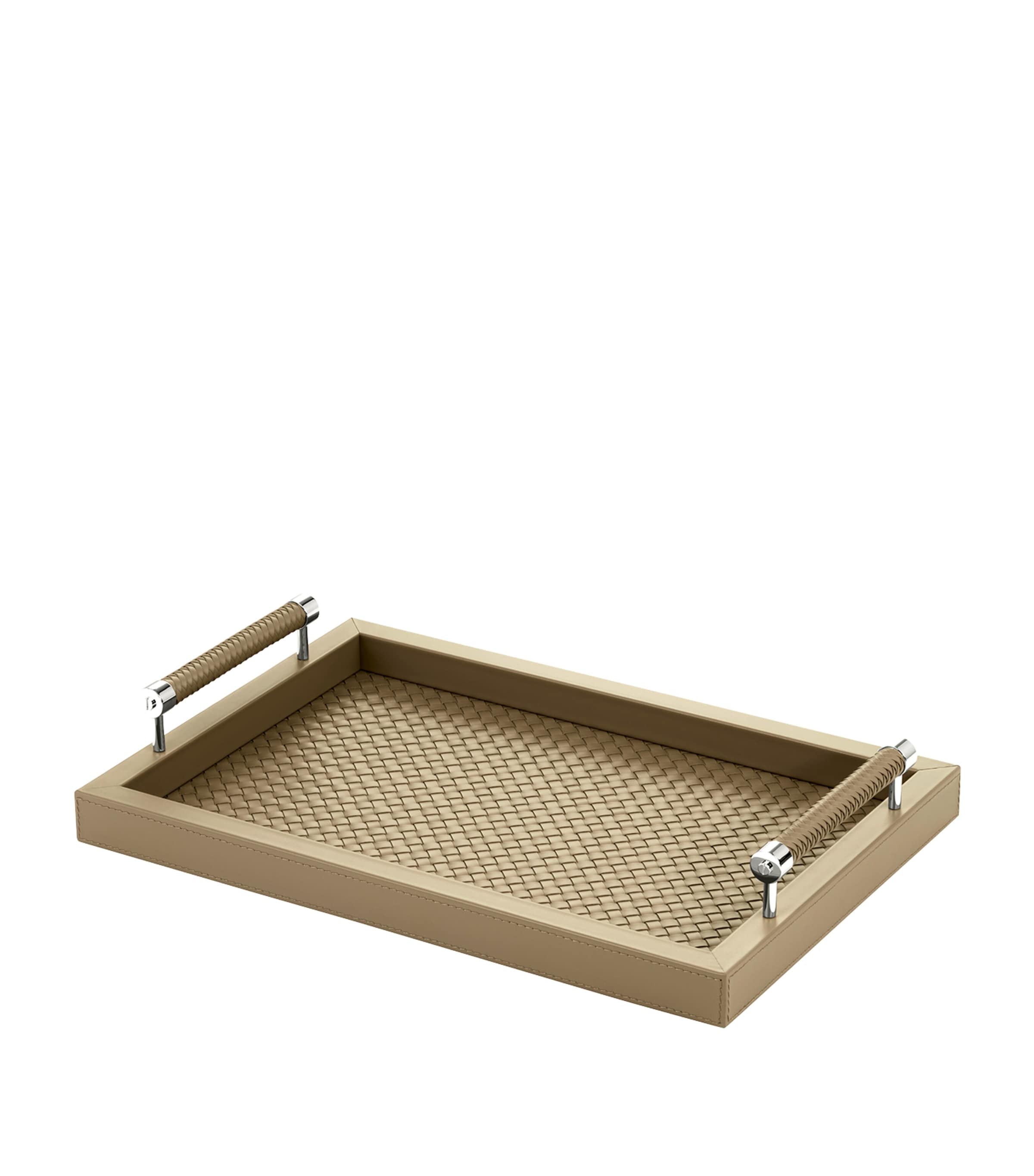 Riviere Leather Woven Diana Tray In Neutral
