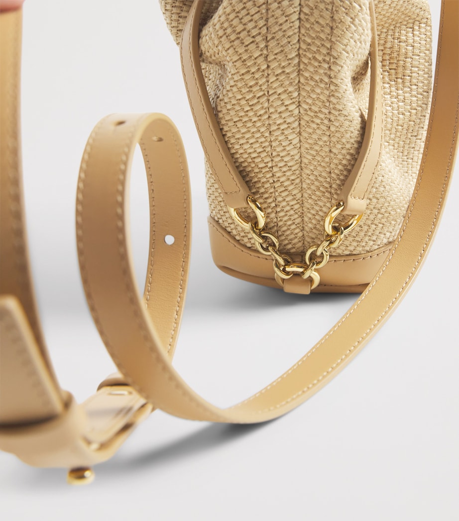 Chloé Small Raffia-Effect Clover Carry Top-Handle Bag Bleached Brown Image 3