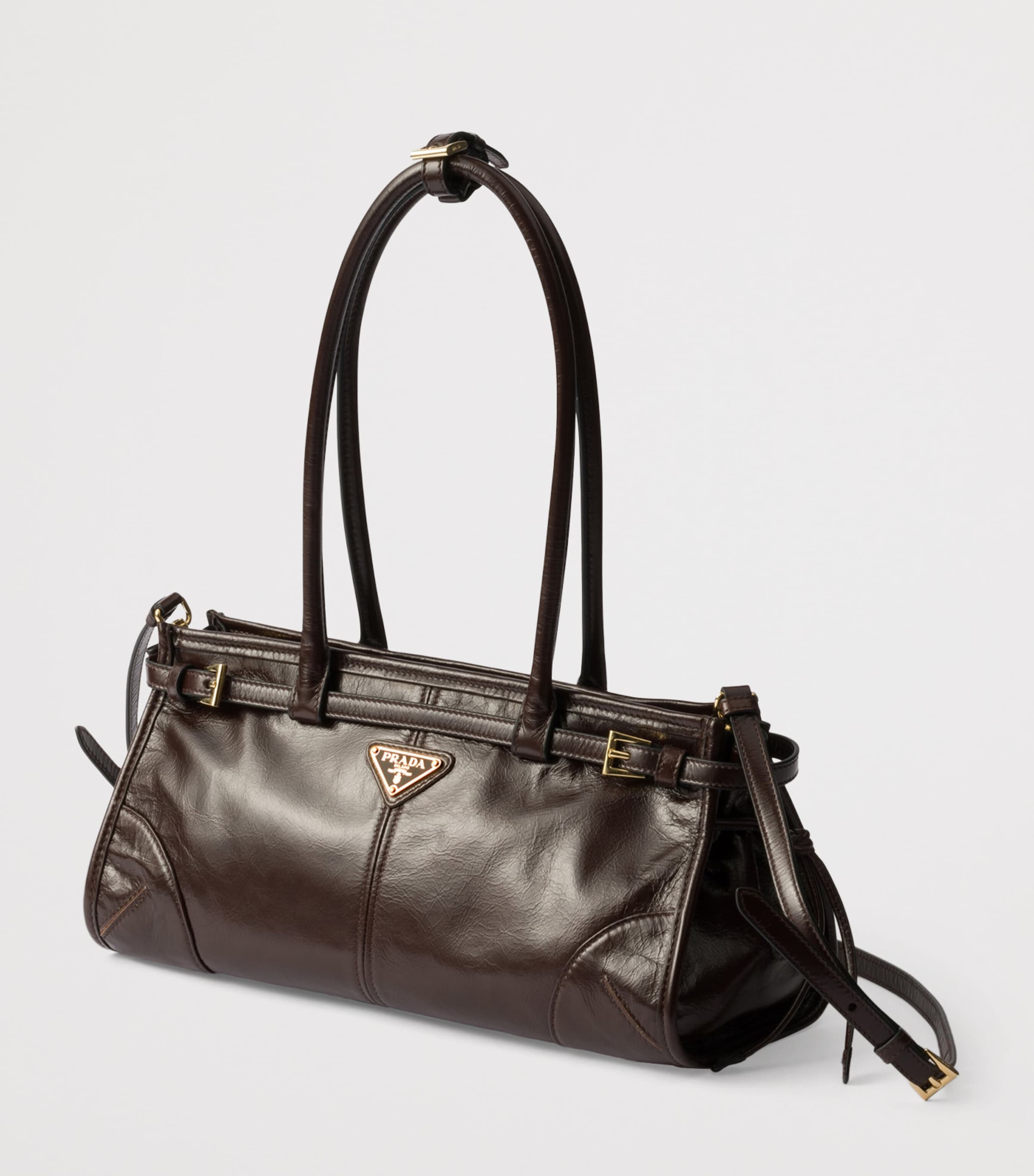 Prada Medium Leather Bonnie Shoulder Bag Brown Image 5