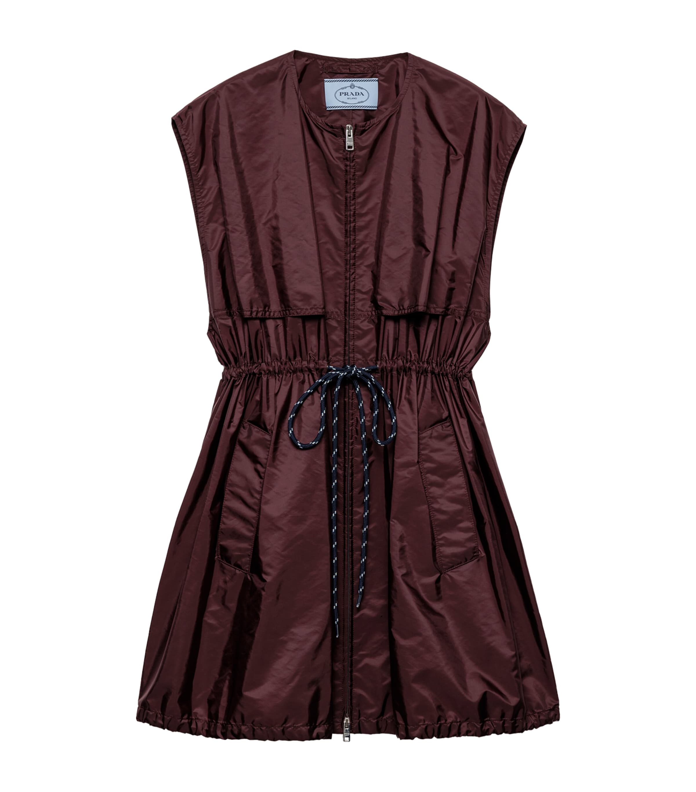 Prada Minikleid Aus Re-nylon In Granat