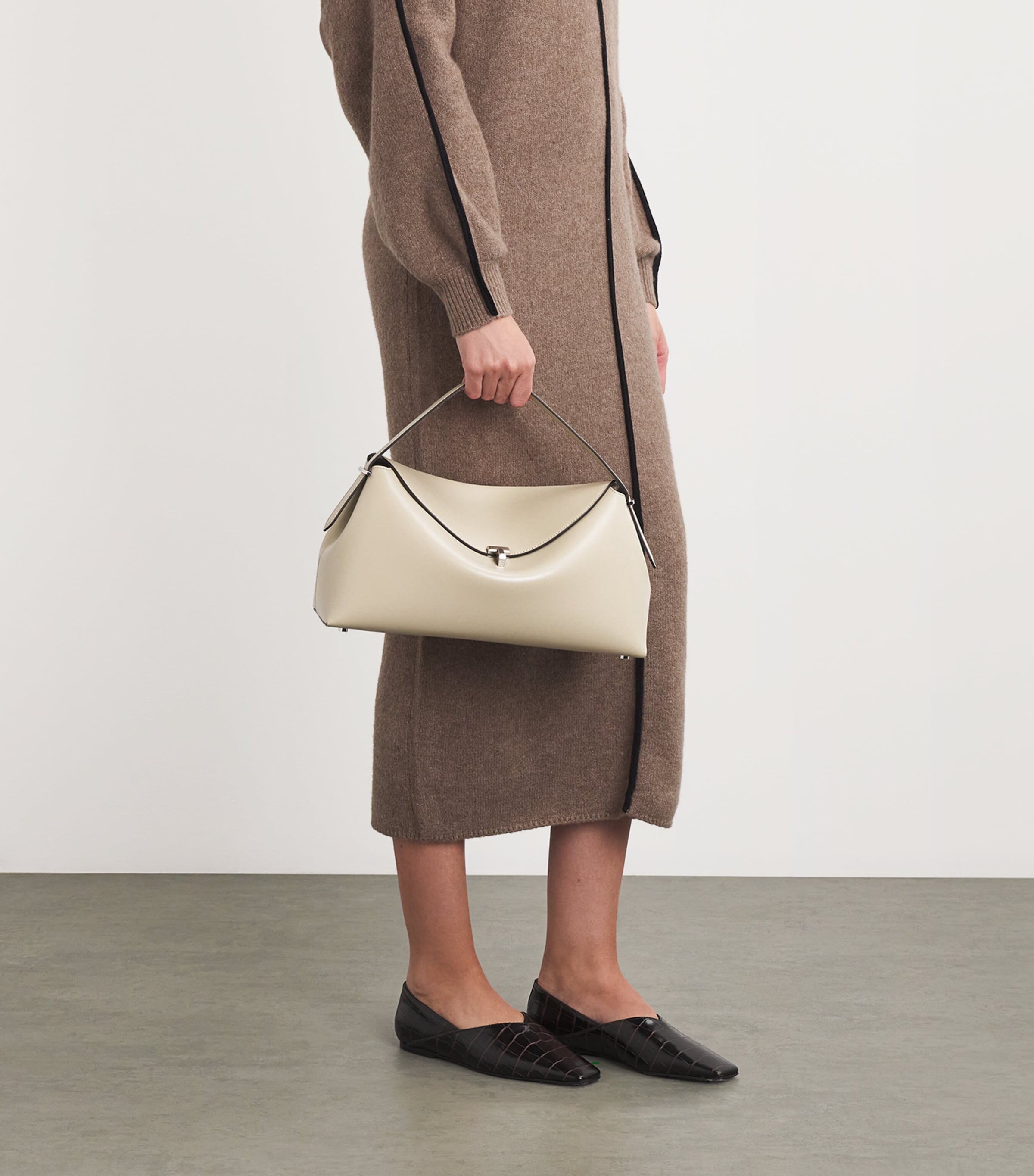 Toteme Beige Leather T-Lock Top-Handle Bag | Harrods US