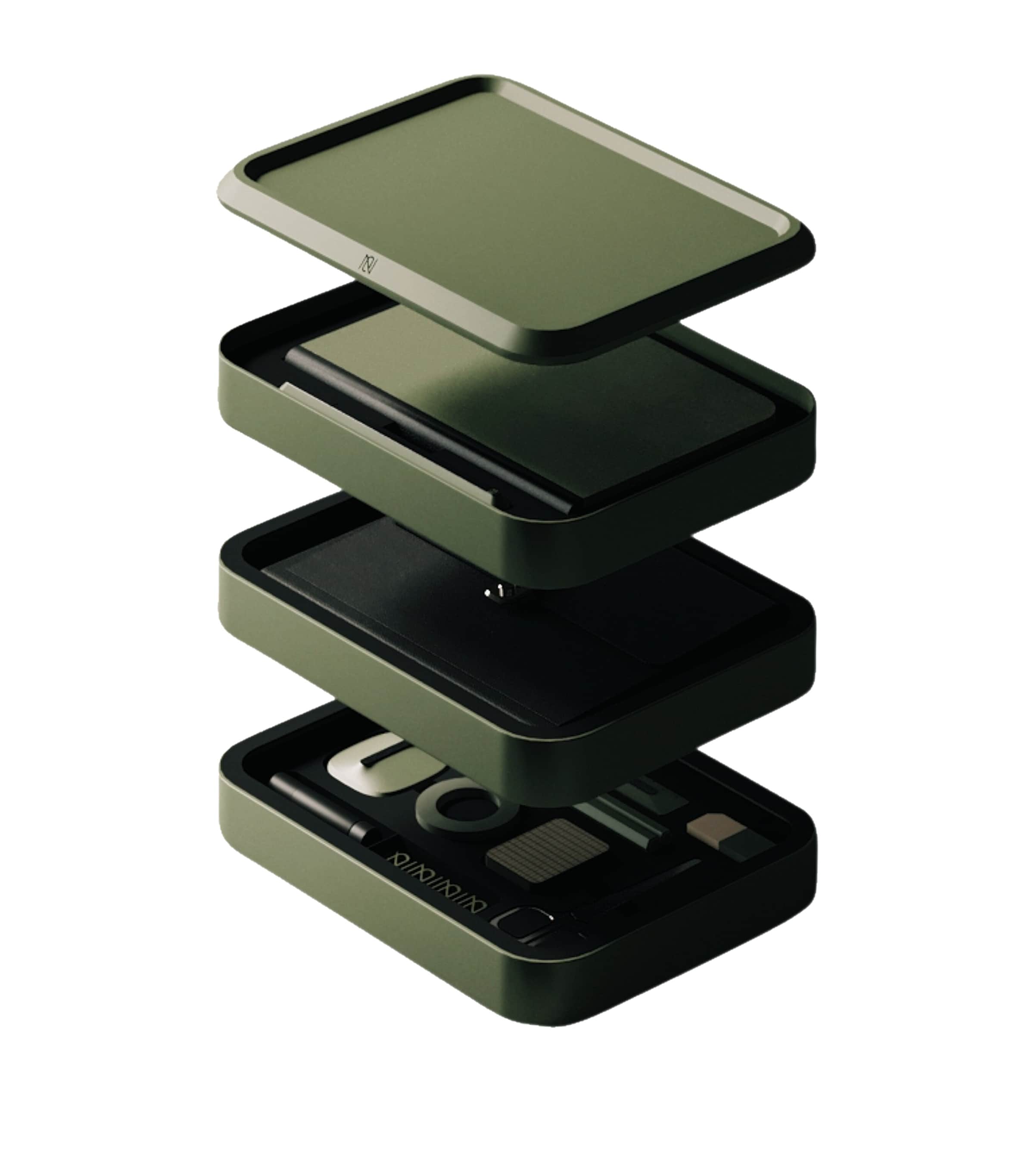 Nooe Bento Jot 3-layer Stationary Storage Box In Green