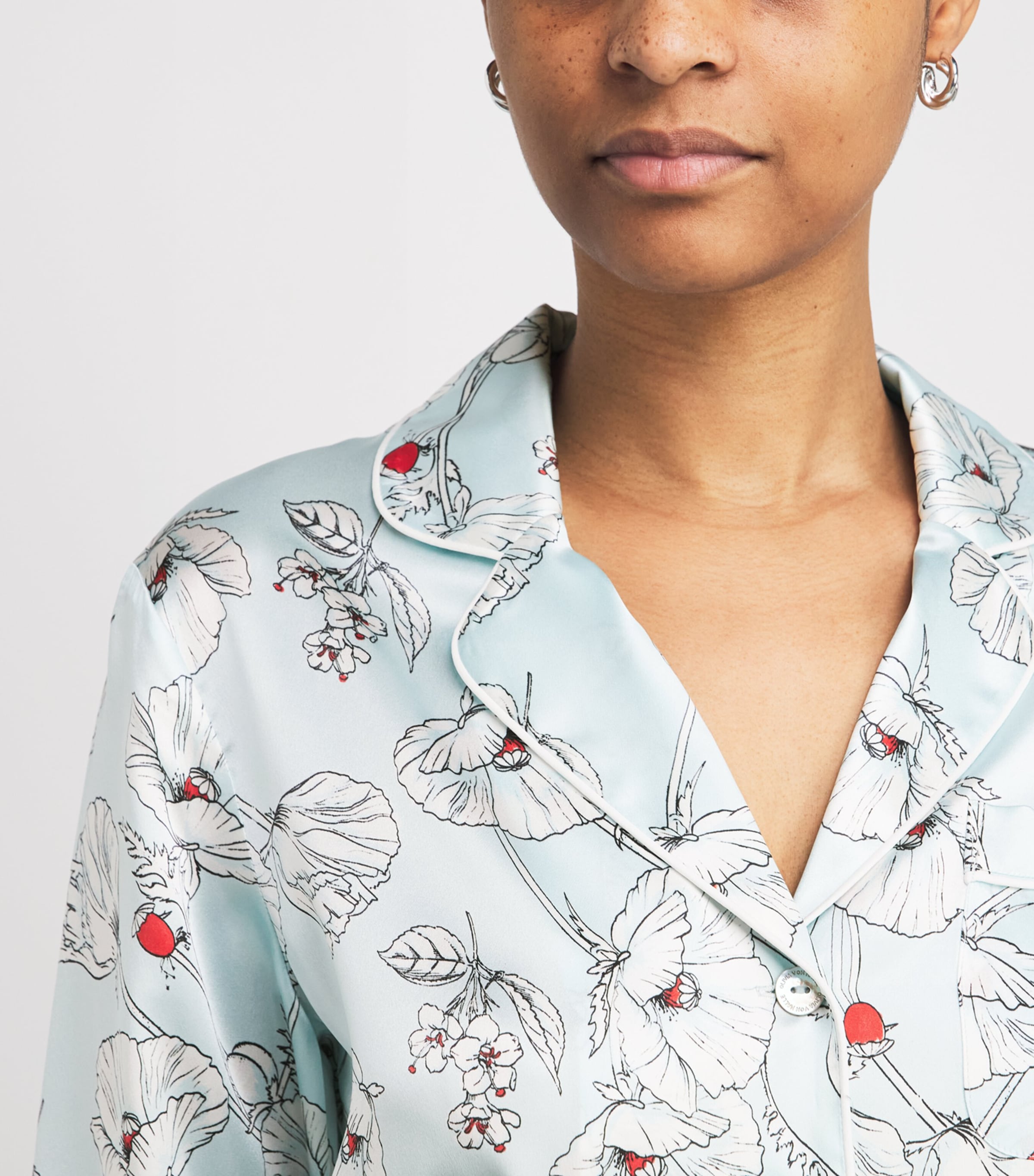 Olivia von Halle Womens Silk Poppies Lila Pyjama Set Serafina Image 5
