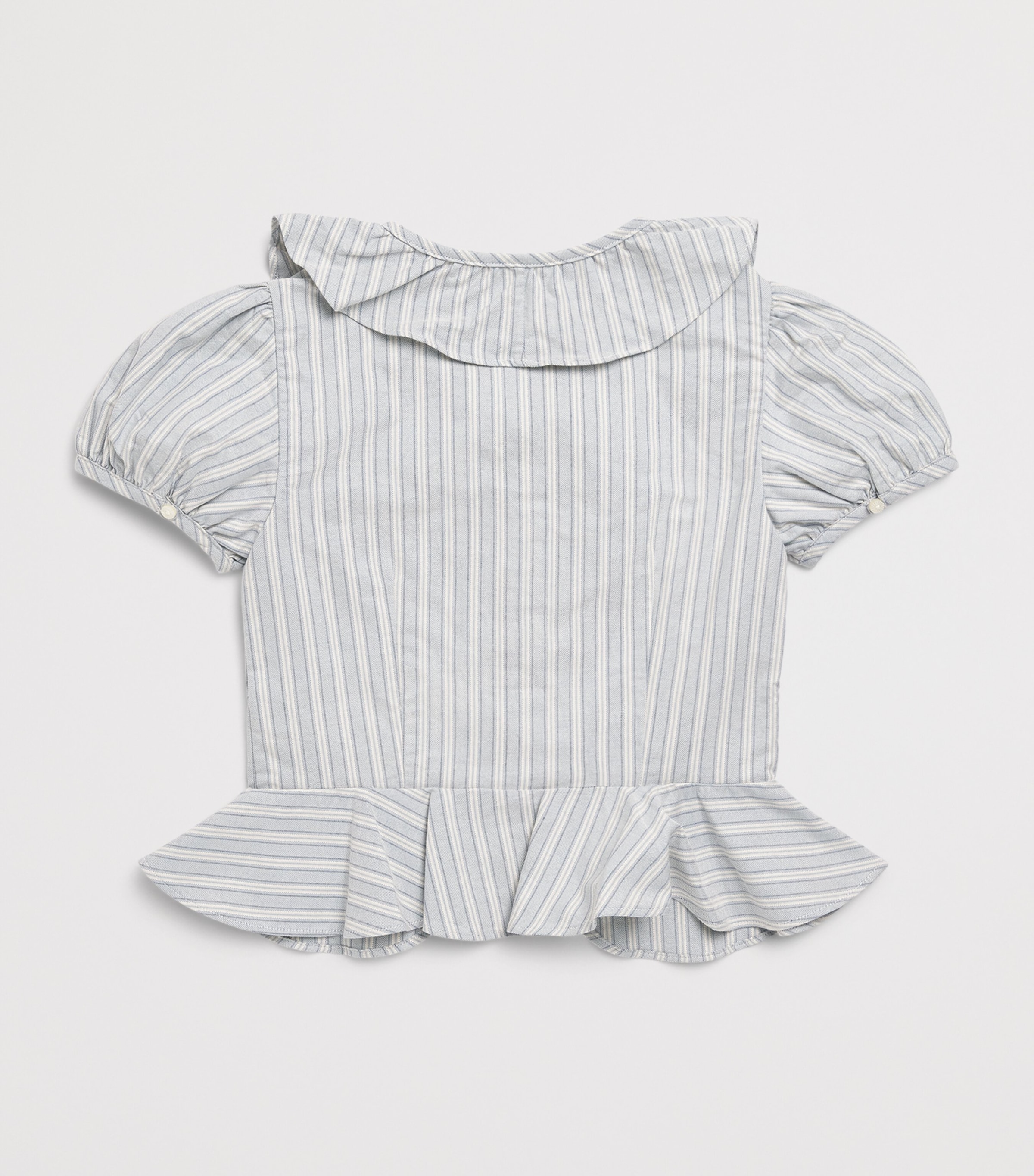 Ralph Lauren Kids Stripe Ruffled Top (7-16 Years) Lt Blu Crm Mlti Image 2