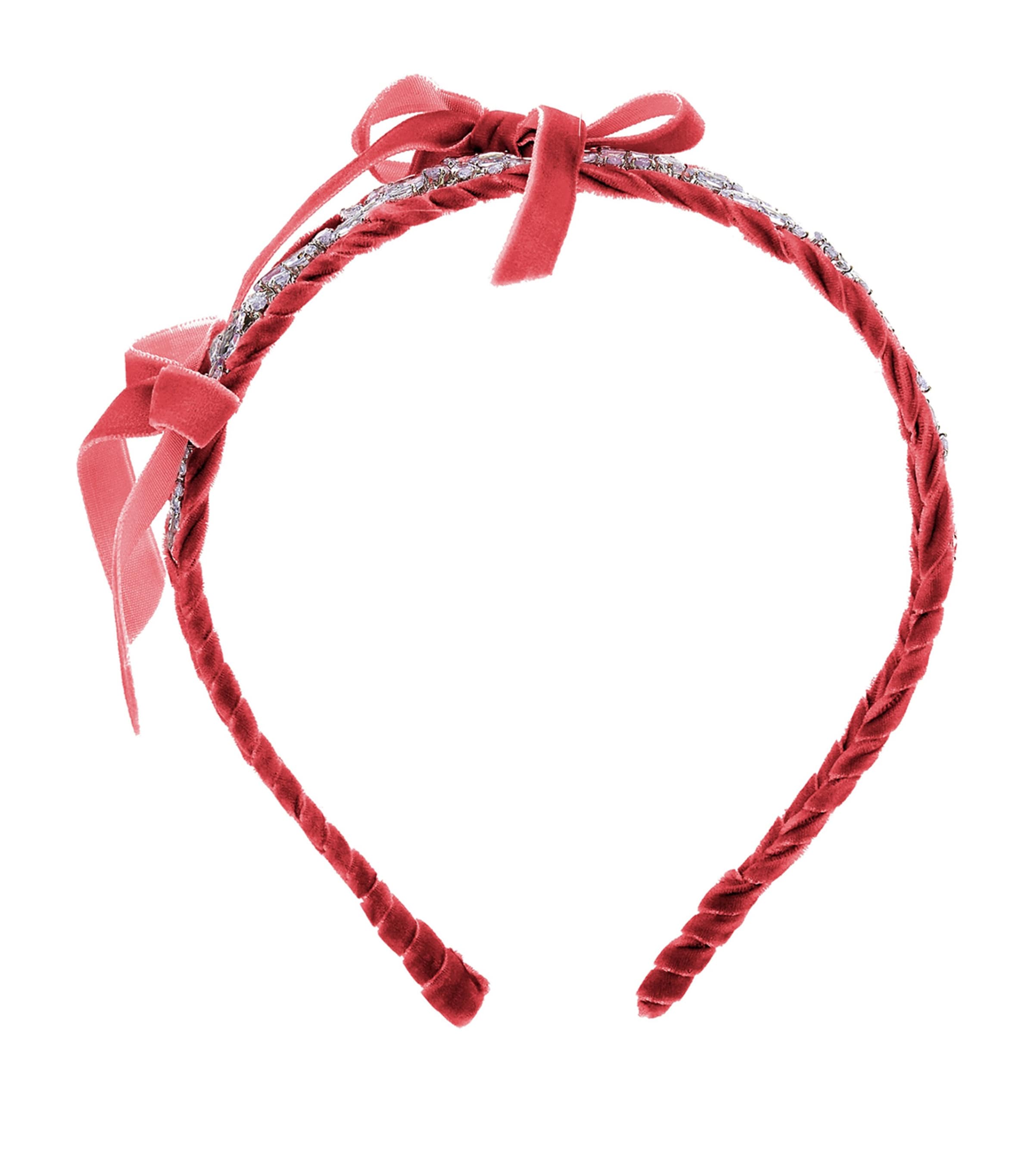 Monnalisa Kids' Velvet-crystal Headband In Red