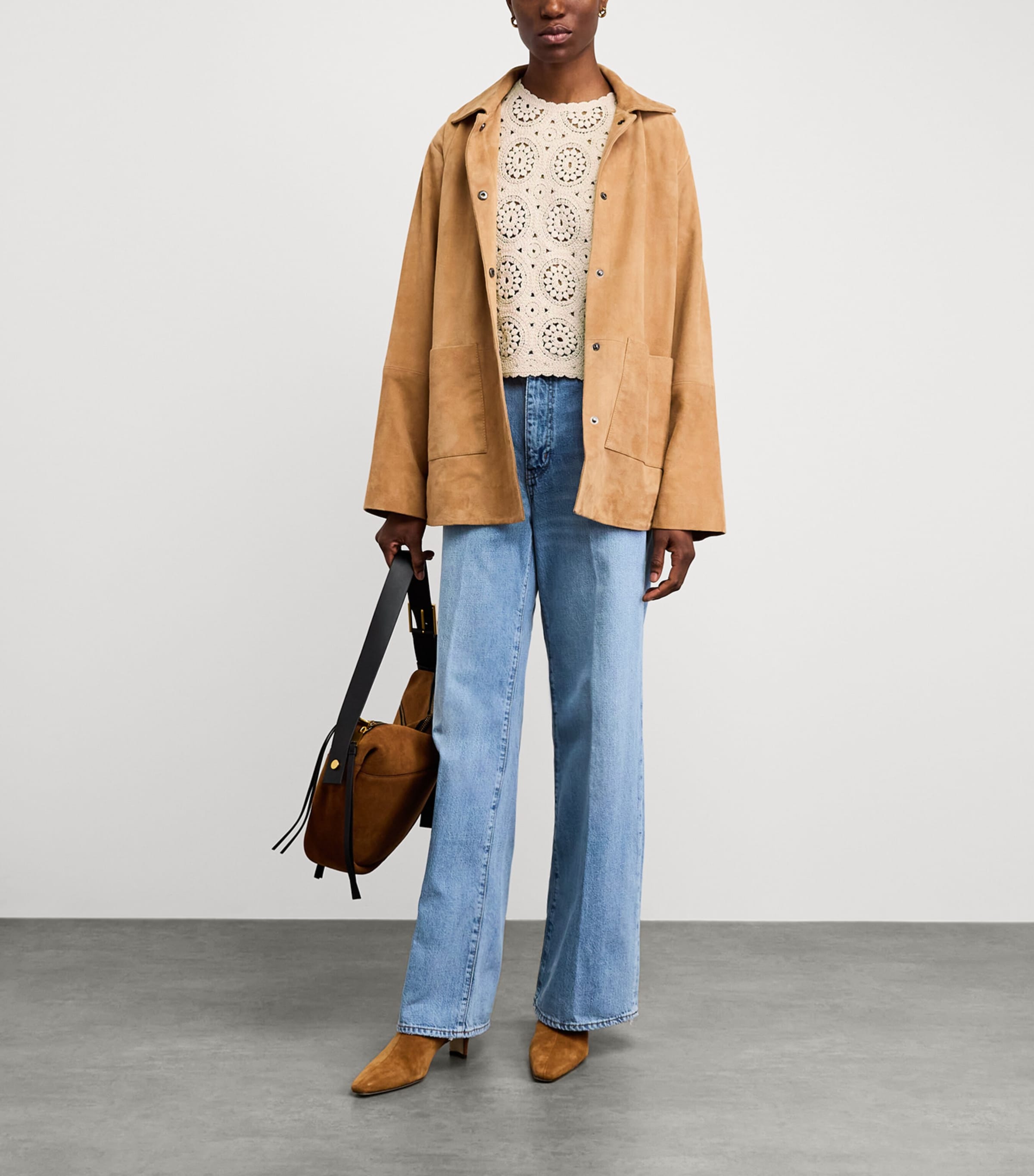 FRAME Womens Crochet Tank Top Crea Cream Image 2