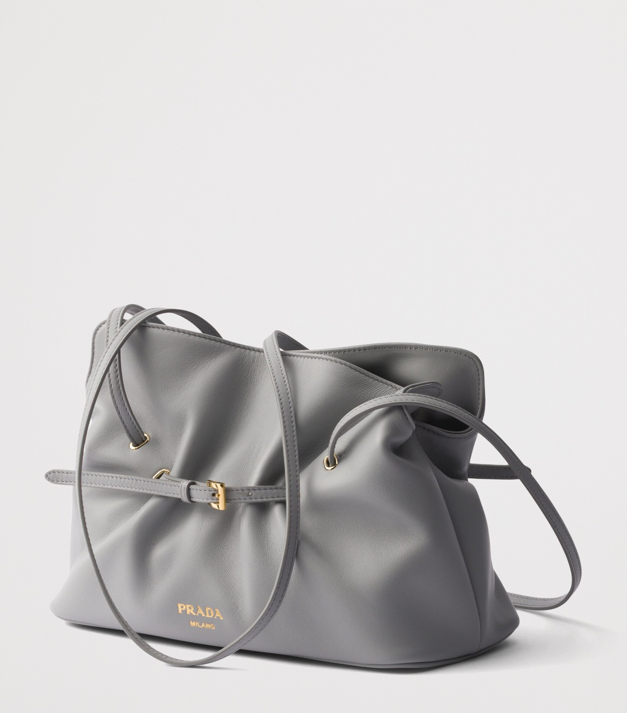 Prada Grey Small Leather Dada Shoulder Bag | Harrods UK