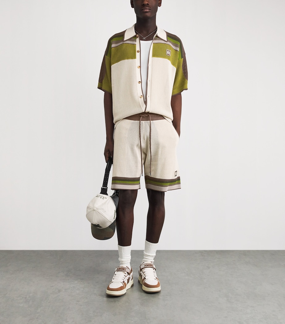 AMIRI Mens Mesh Logo Oversized Shorts Alabaster Image 2