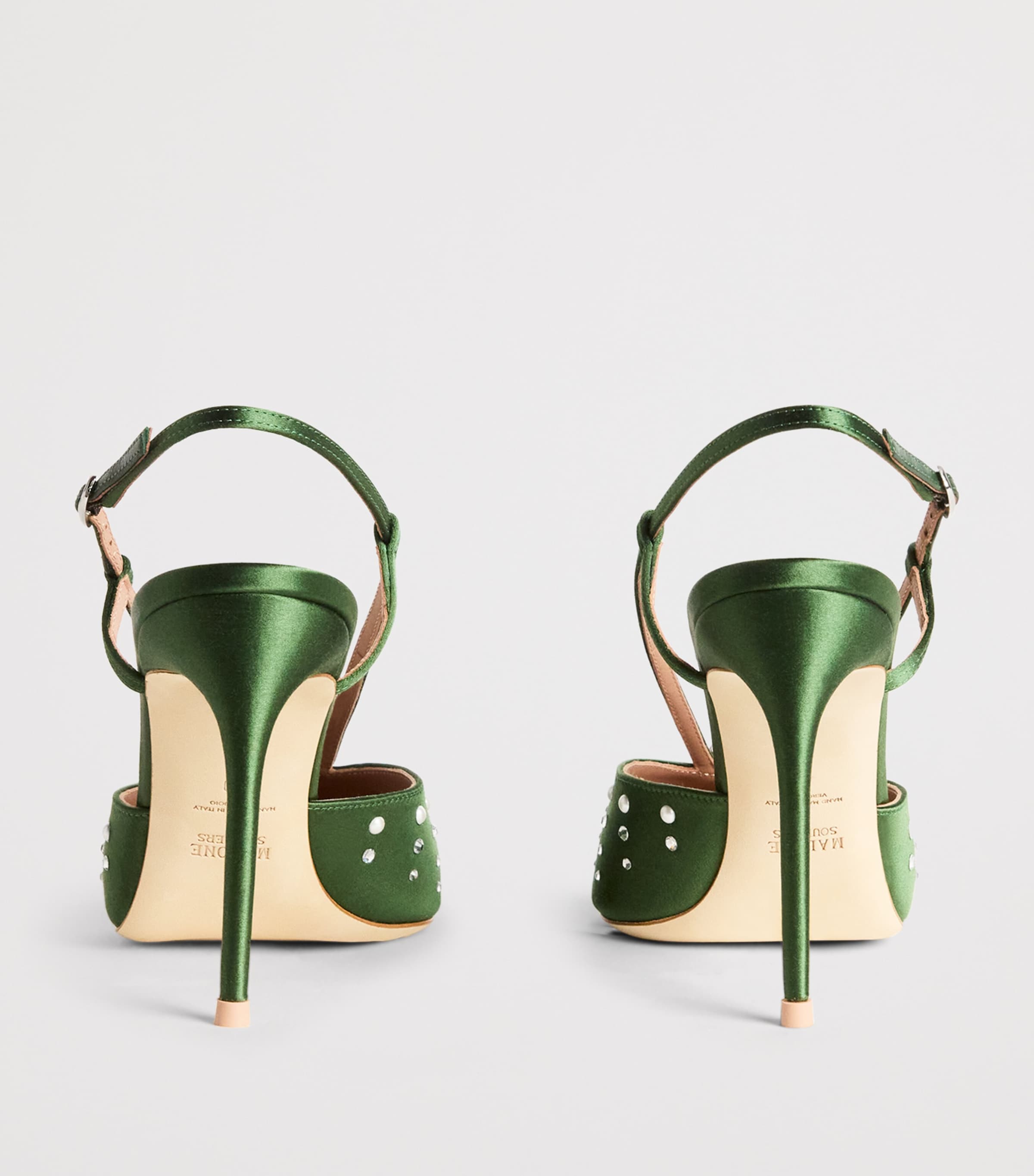 Satin Moore Slingback Pumps 90 HARRODS GREEN Image 4