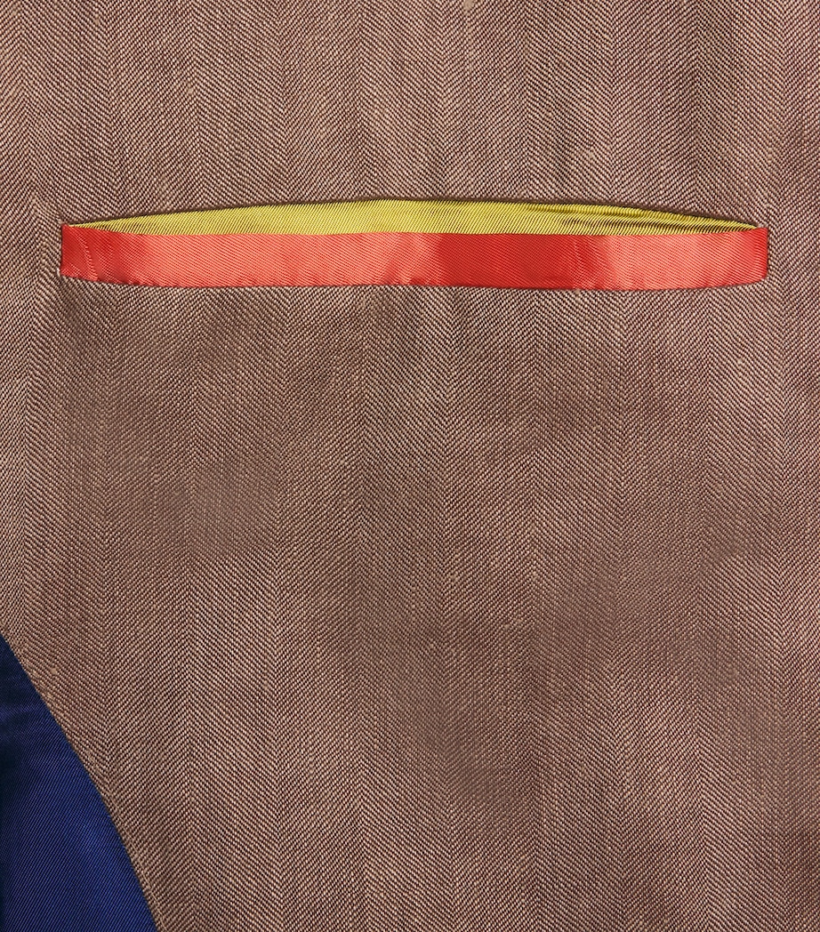 Paul Smith Mens Wool-Linen Stand-Collar Blazer Beige Image 6