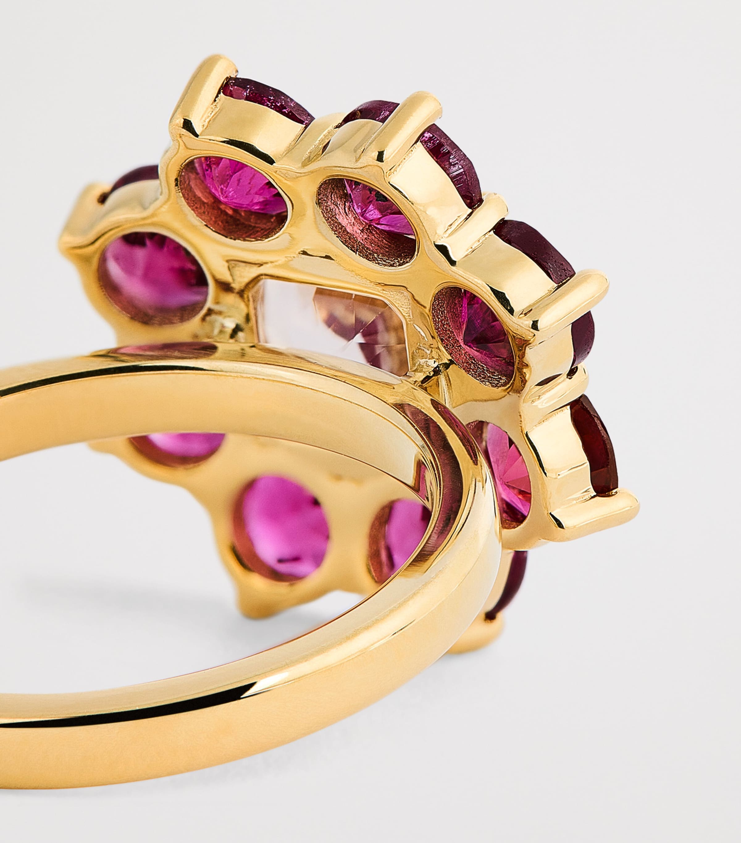 Yellow Gold and Rubellite Flower Ring YELLOW GOLD Image 5