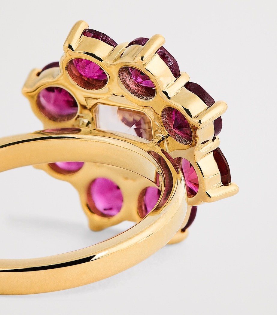 Yellow Gold and Rubellite Flower Ring YELLOW GOLD Image 5