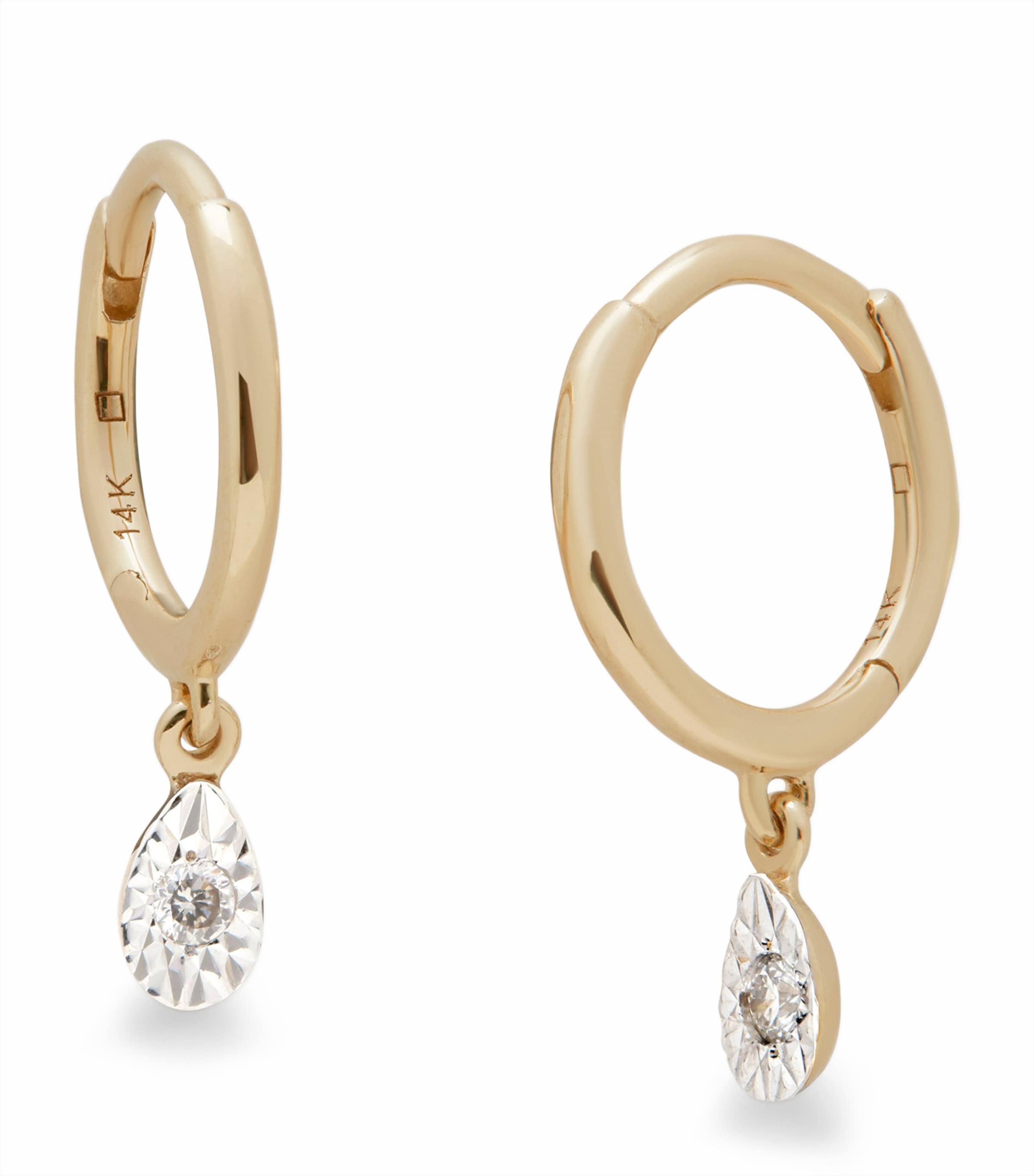 Monica Vinader Yellow Gold and Diamond Huggie Earrings Solid Gold Image 1