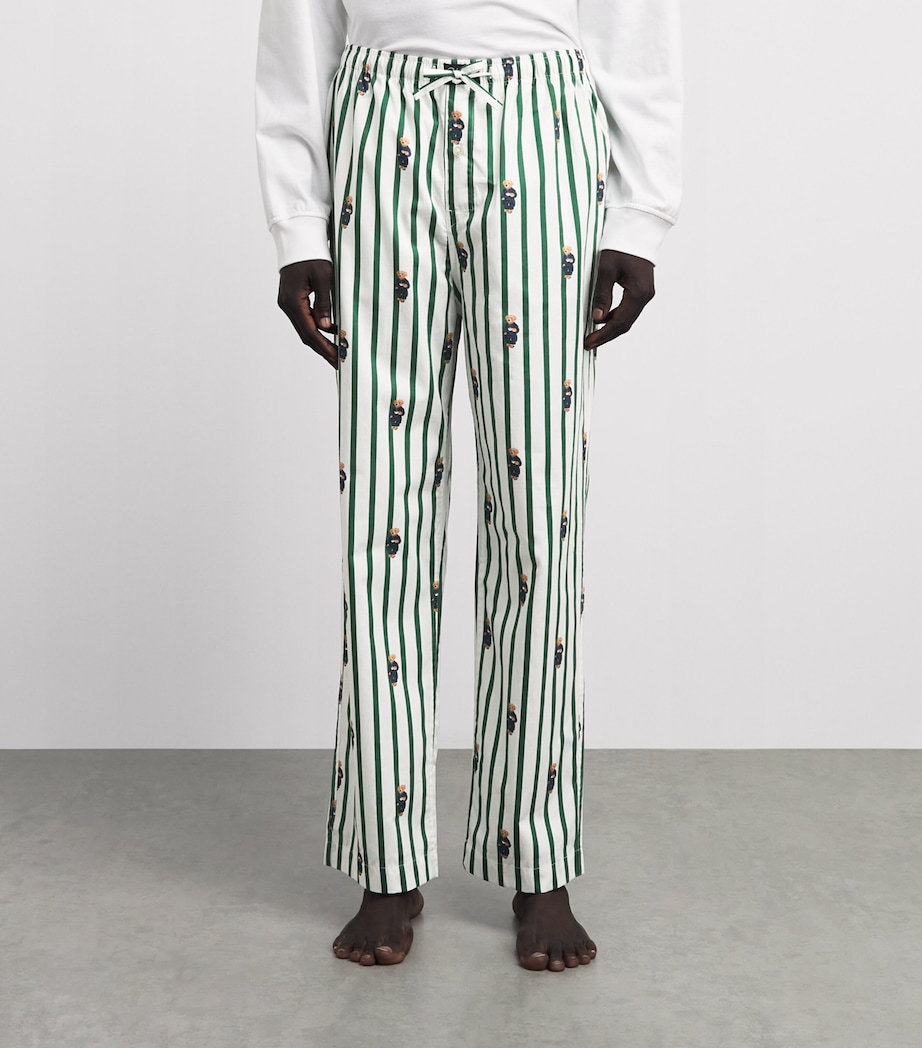 Polo Ralph Lauren Mens Cotton Stripe Polo Bear Pyjama Bottoms Verano Green/wht Aob Image 4