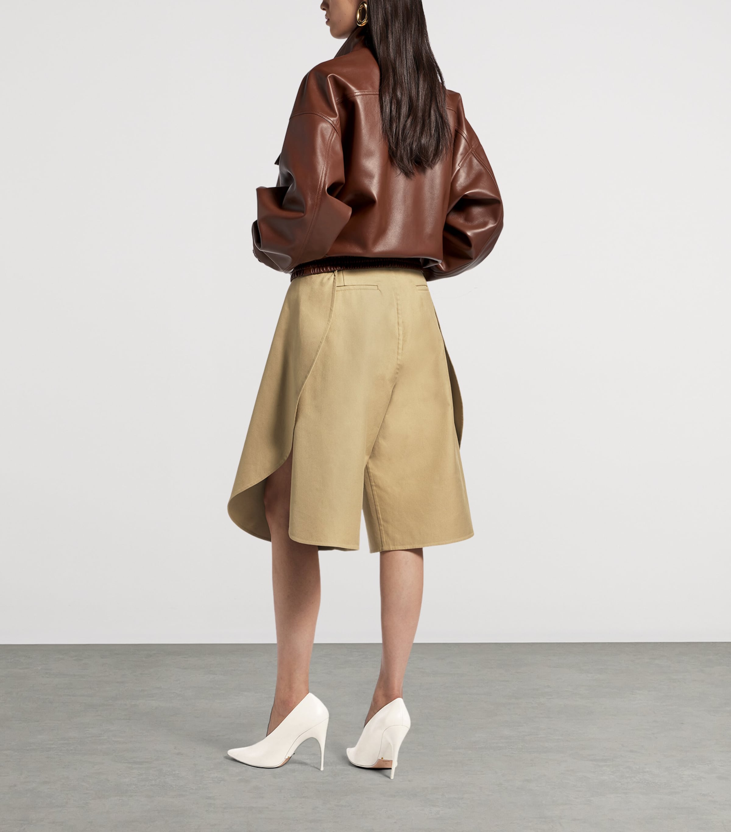 Balenciaga Womens Oversized Cropped Leather Jacket Image 3