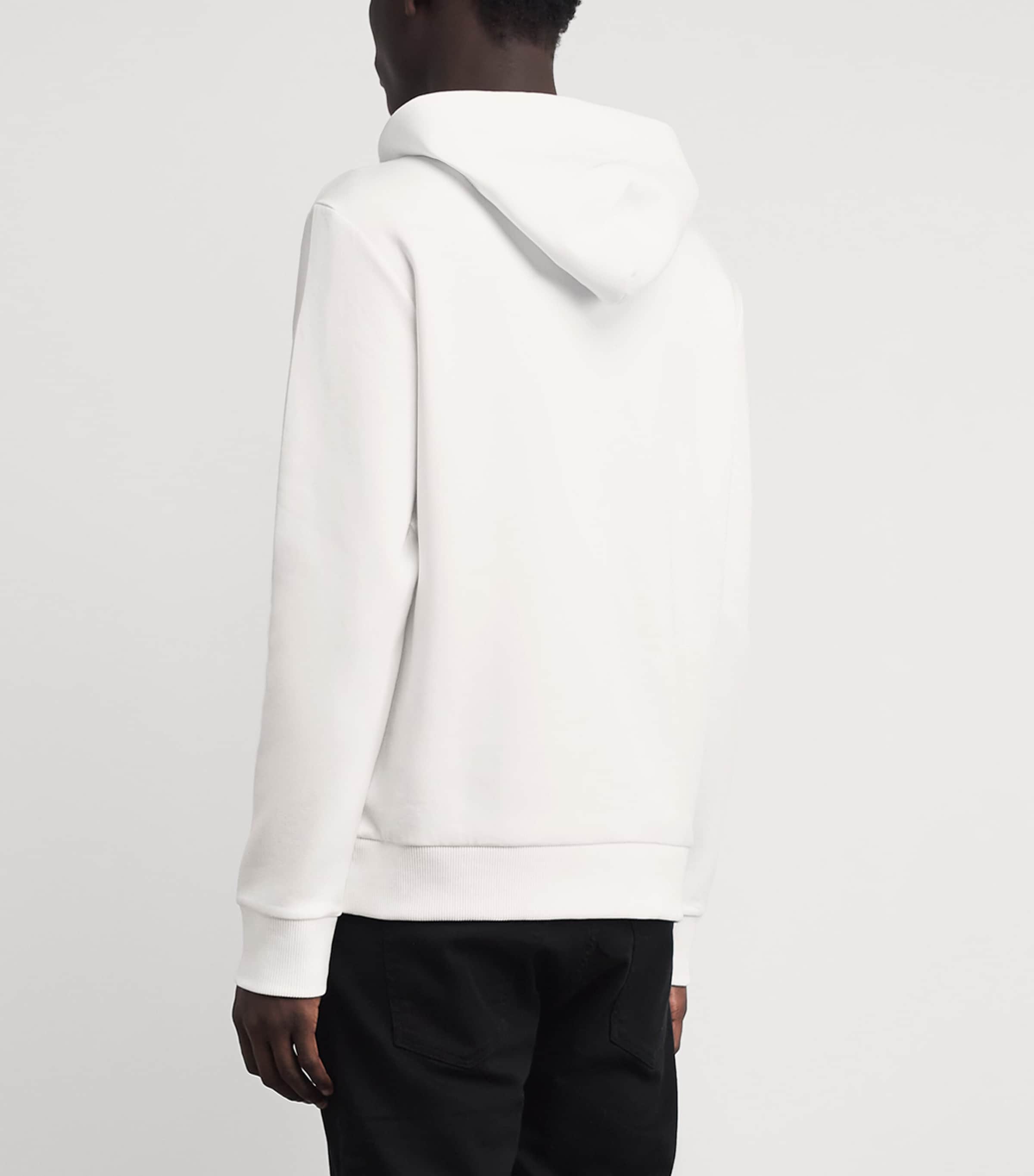 BOSS Mens Stretch-Cotton Logo Hoodie White Image 5