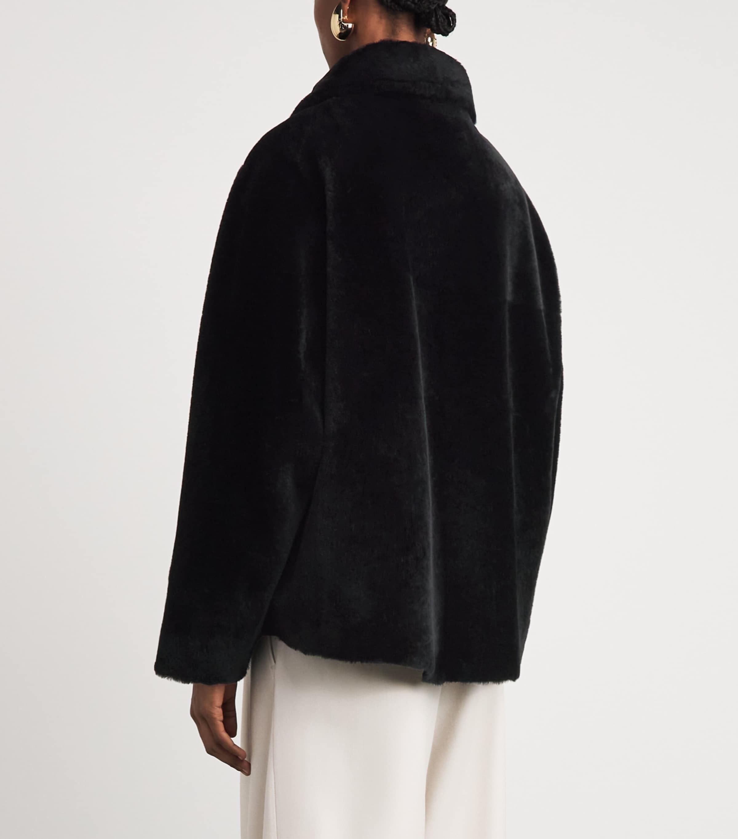 Kiton Womens Shearling Reversible Jacket Black Image 5