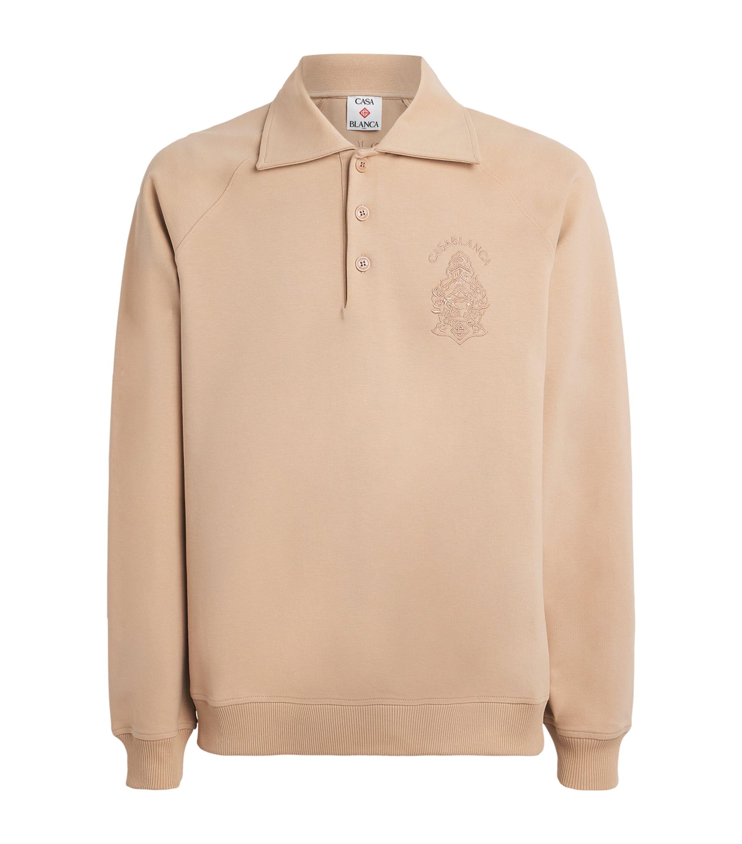 Casablanca Mens Stretch-Cotton Spread-Collar Sweatshirt Beige Image 1