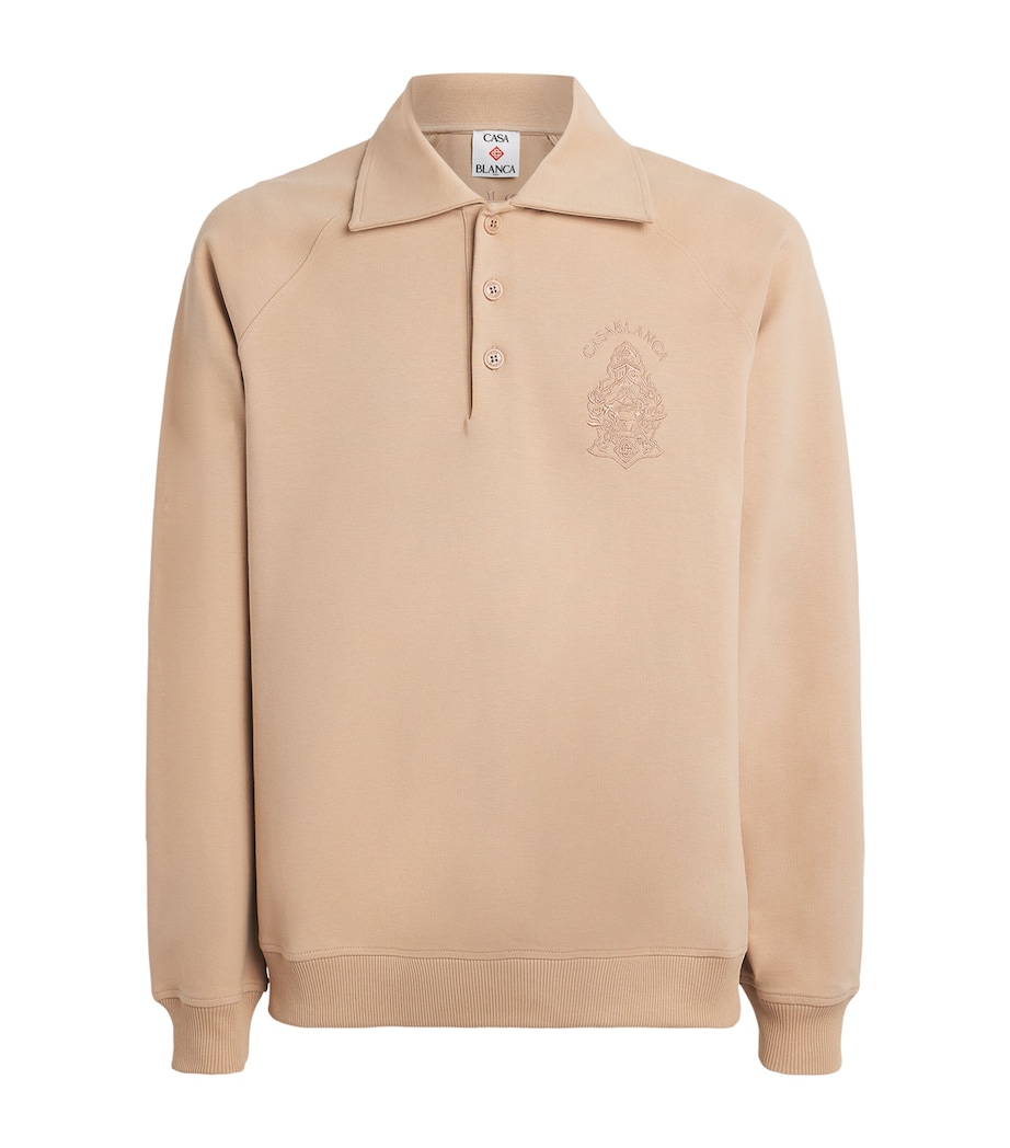 Casablanca Mens Stretch-Cotton Spread-Collar Sweatshirt Beige Image 1