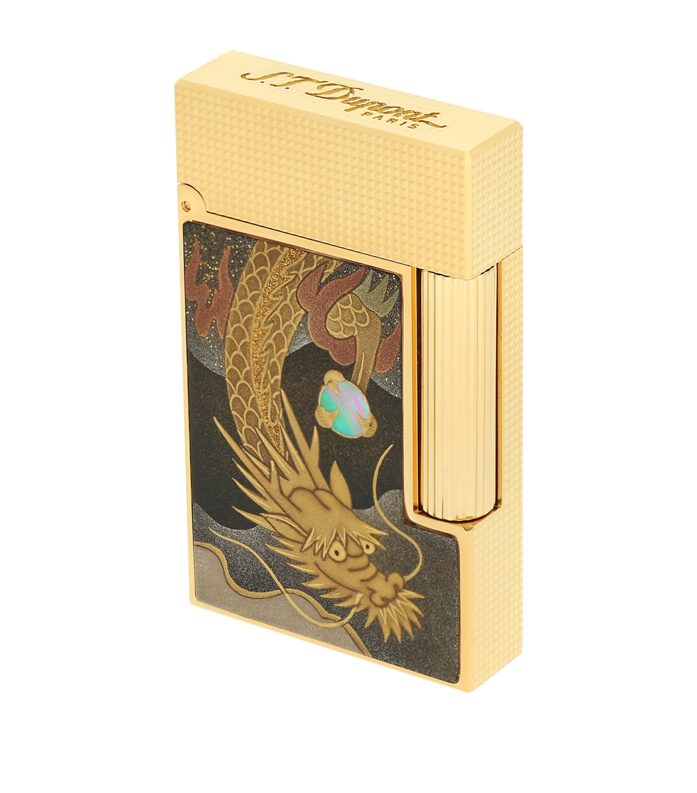 S.T. Dupont Maki-e Dragon Ligne 2 Cling Lighter Bronze Brown & Gold Image 3