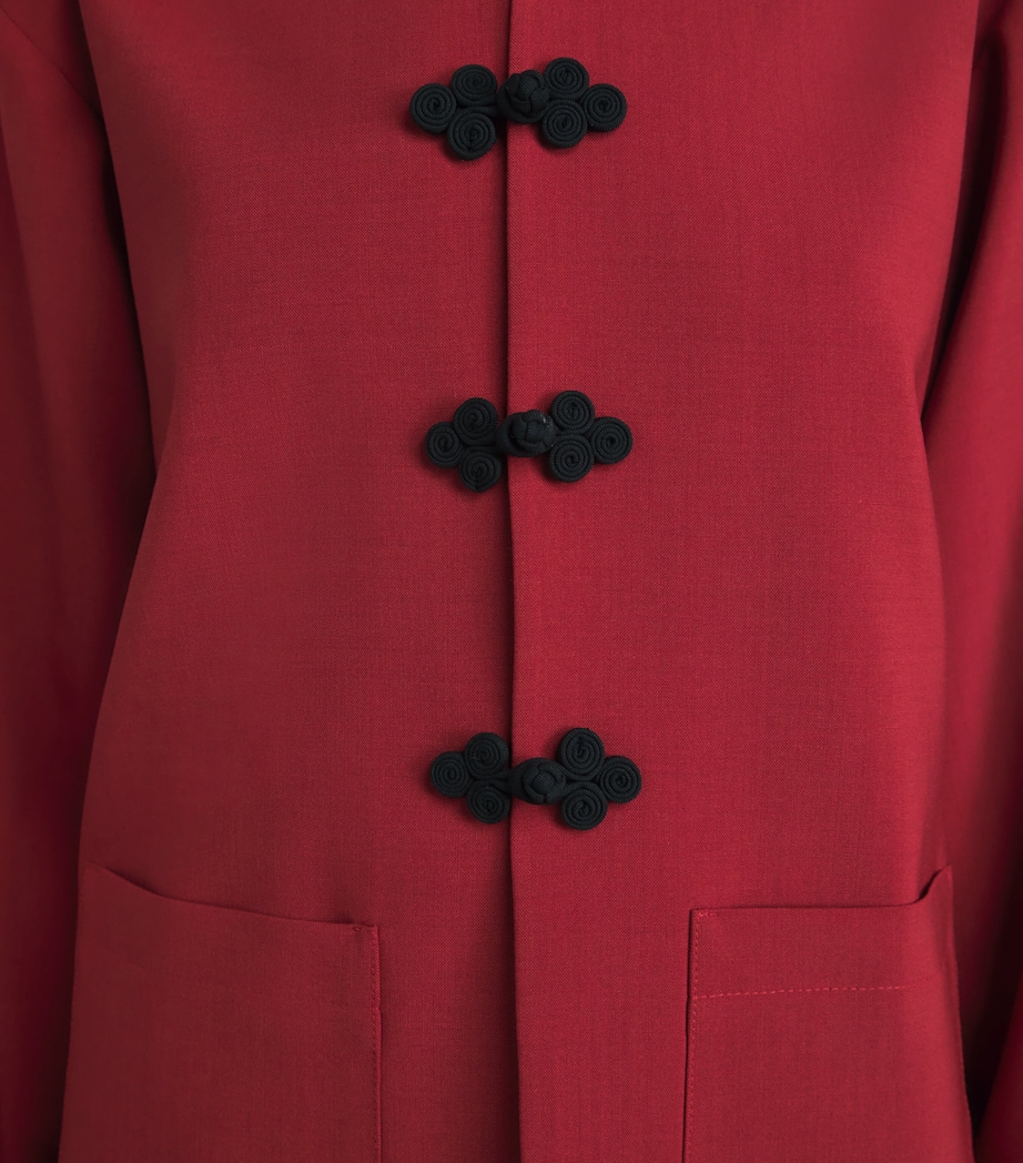 Róhe Womens Wool Pankou-Closure Jacket Carmine Image 3