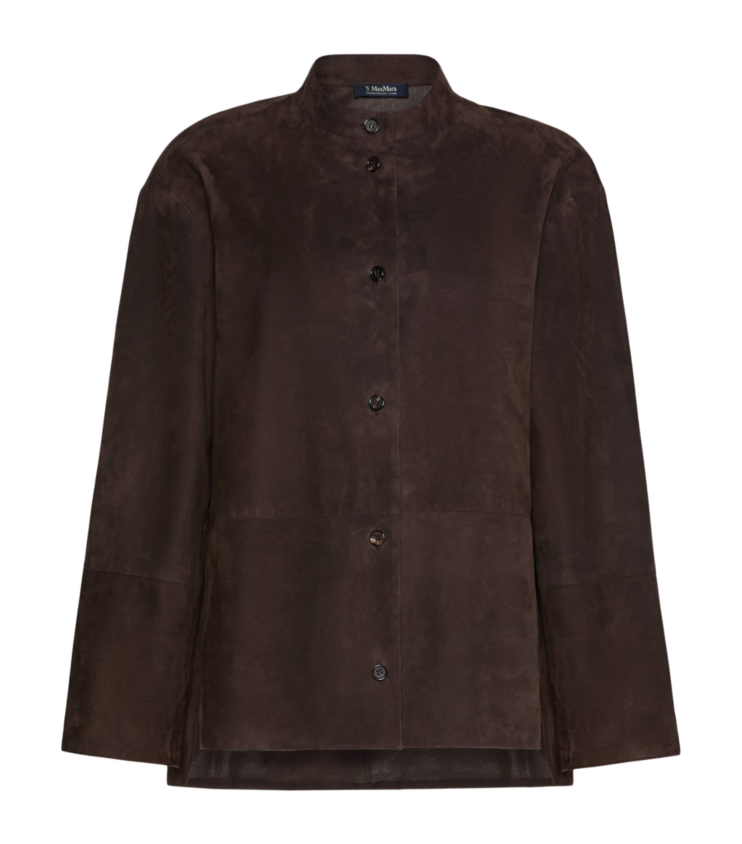 Max Mara Womens Suede Stand-Collar Jacket Brown Image 1