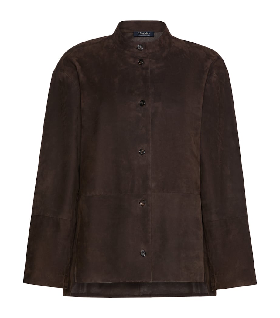 Max Mara Womens Suede Stand-Collar Jacket Brown Image 1